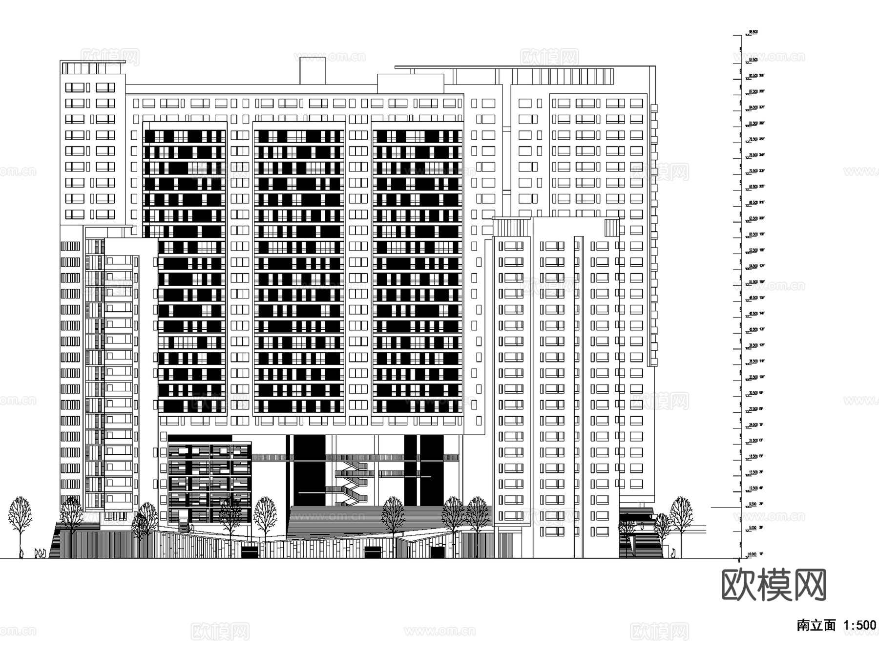 广州滨江花园住宅楼建筑平立剖及户型图CAD施工图集cad施工图