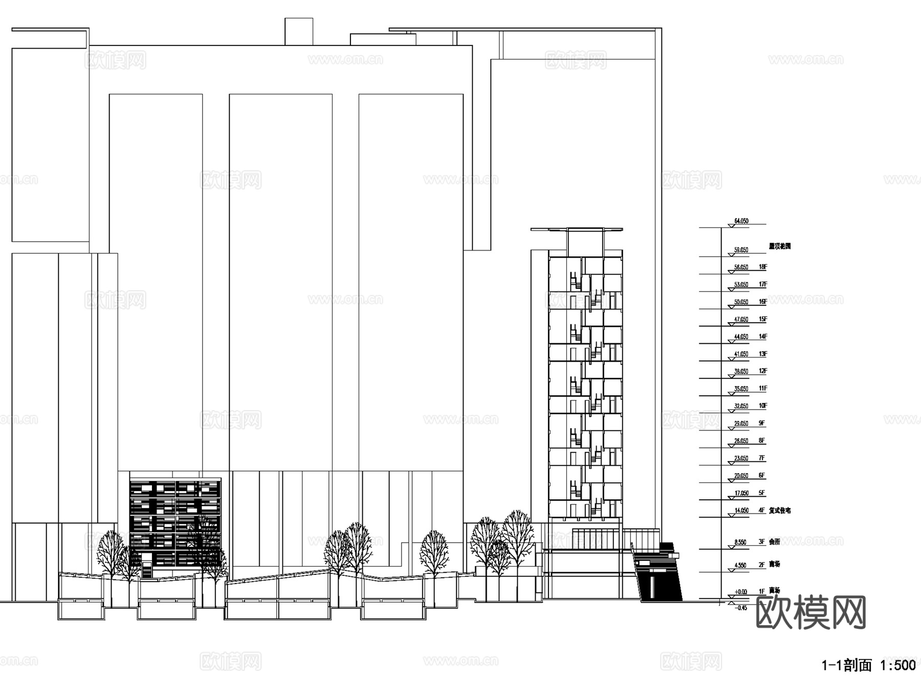 广州滨江花园住宅楼建筑平立剖及户型图CAD施工图集cad施工图