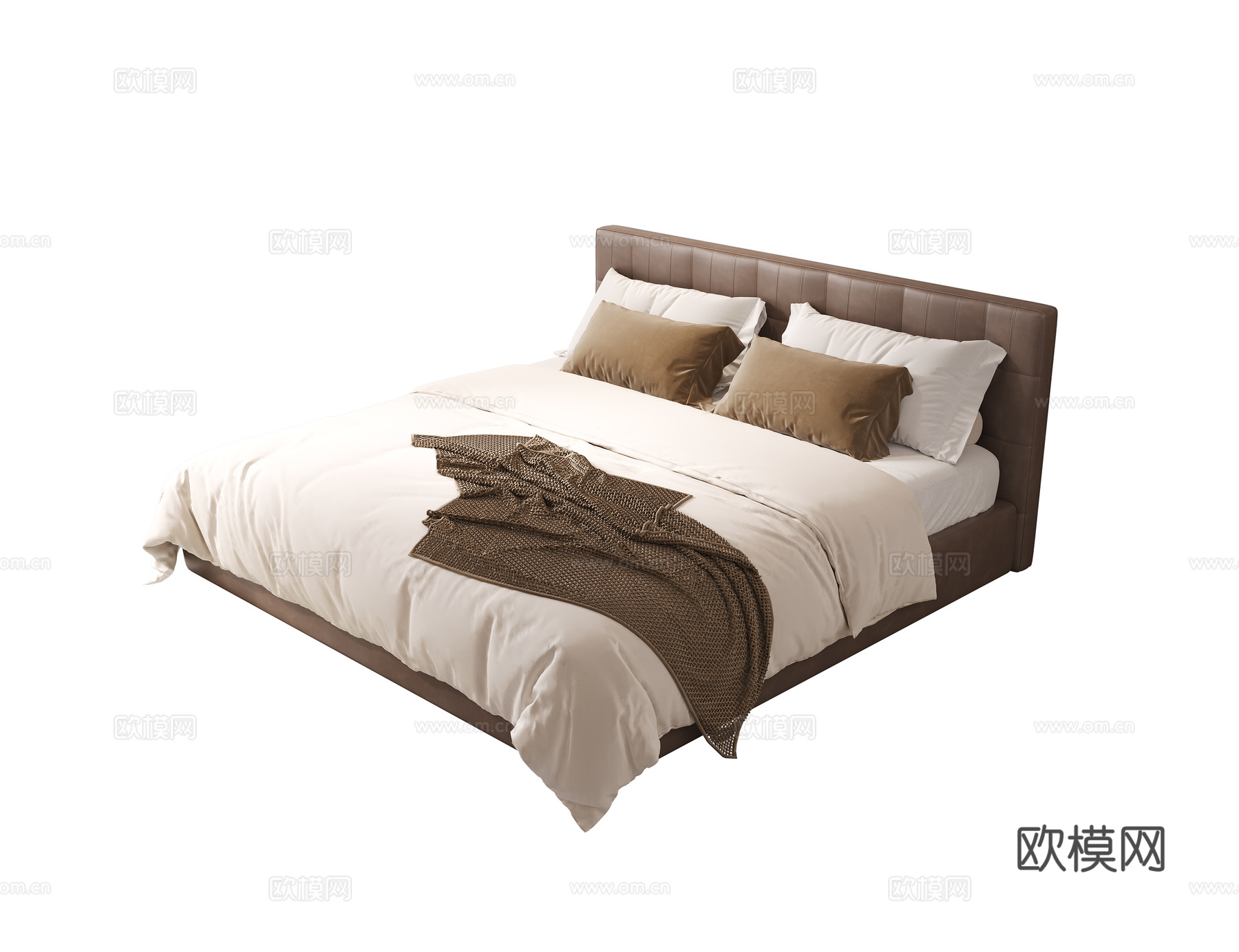 现代意式双人床 皮床 主卧床3d模型下载