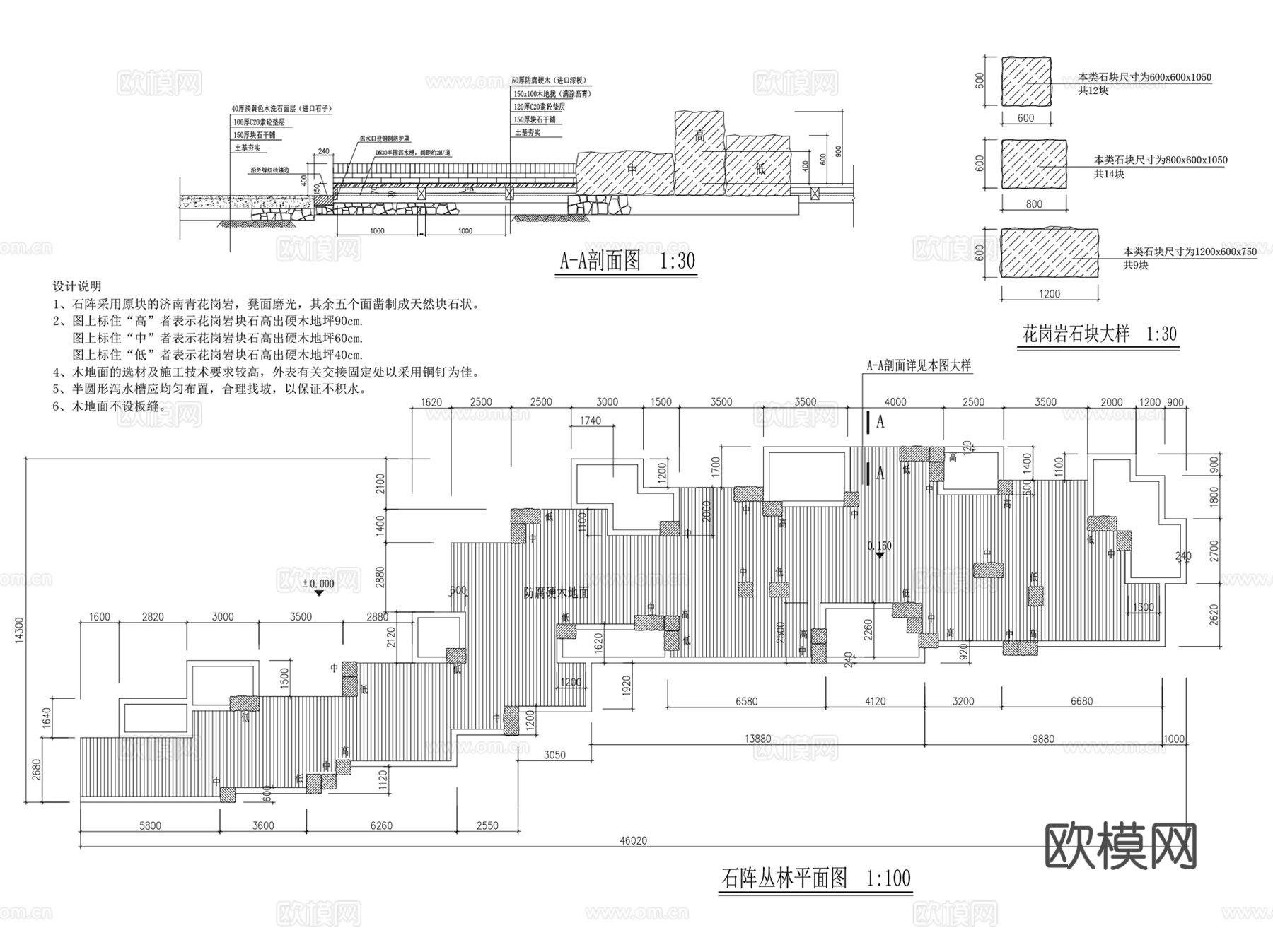 假山叠石置石景观CAD施工图集 11套cad施工图