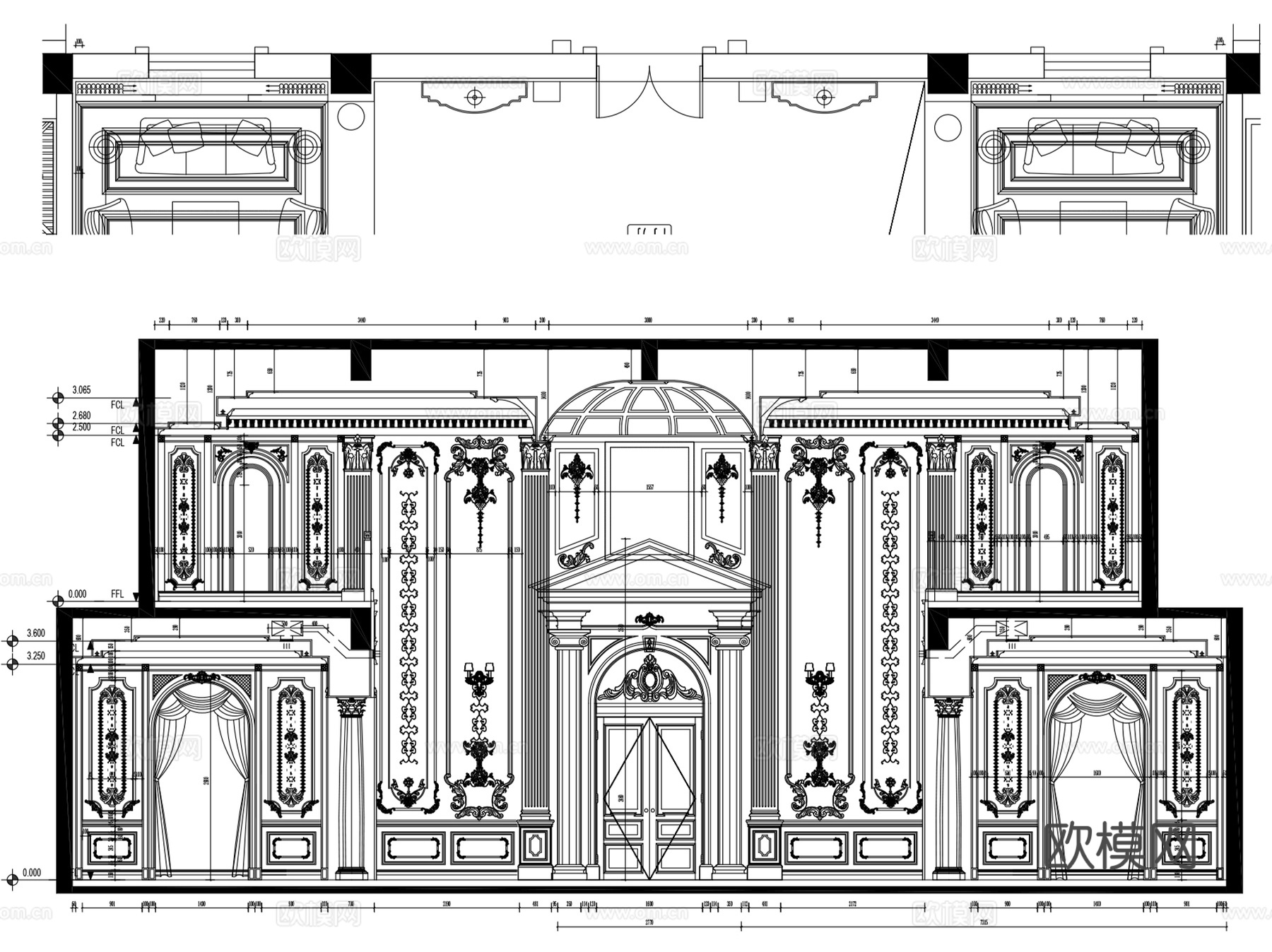 法式建筑室内地板护墙板床头家具石膏线 雕花装饰 CAD合集cad施工图