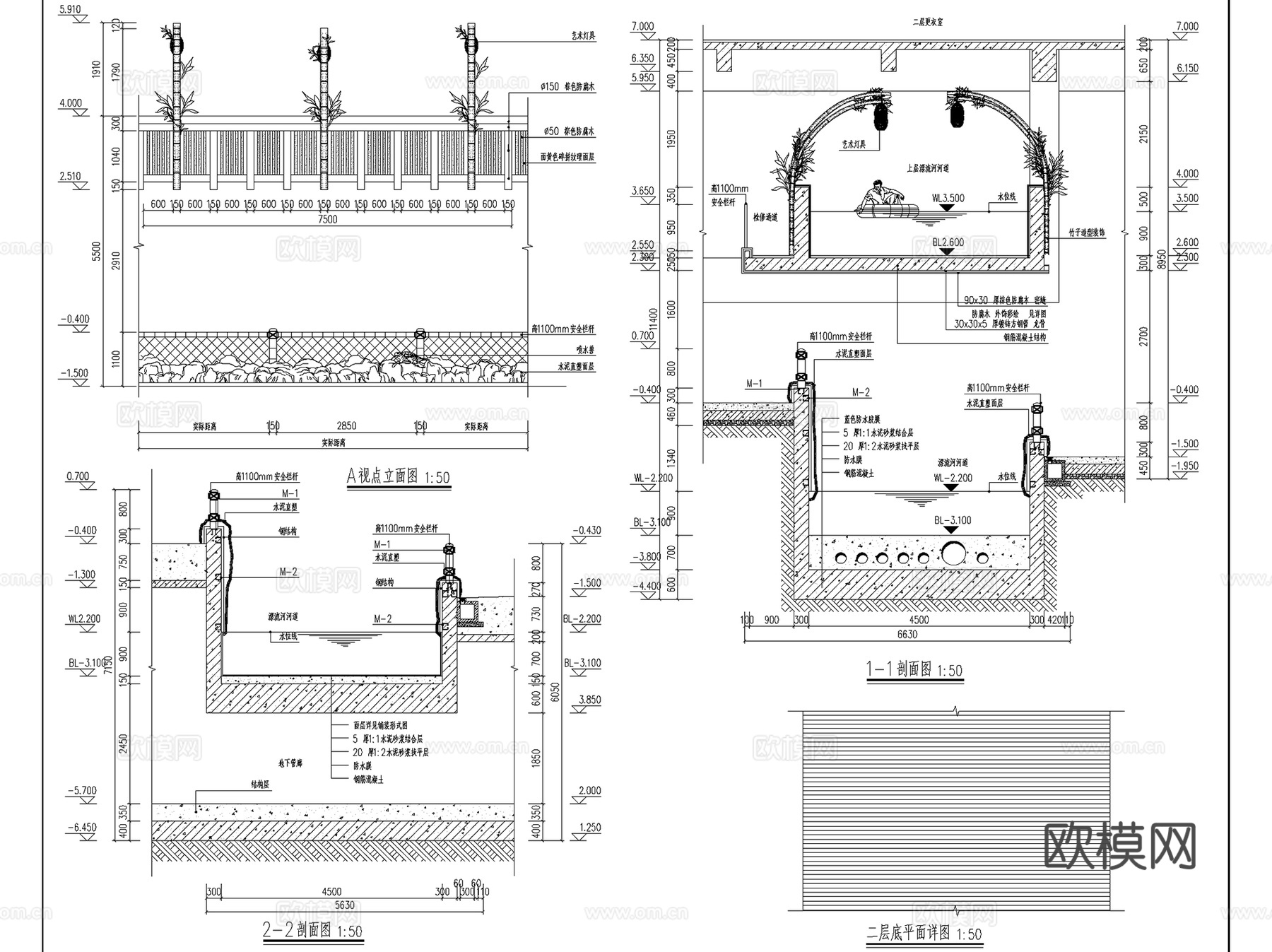 合肥万达水上乐园景观CAD施工图全套cad施工图