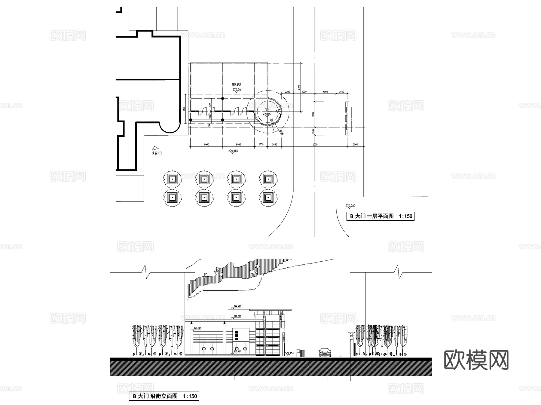 主入口大门岗亭门头CAD施工图集 49套cad施工图