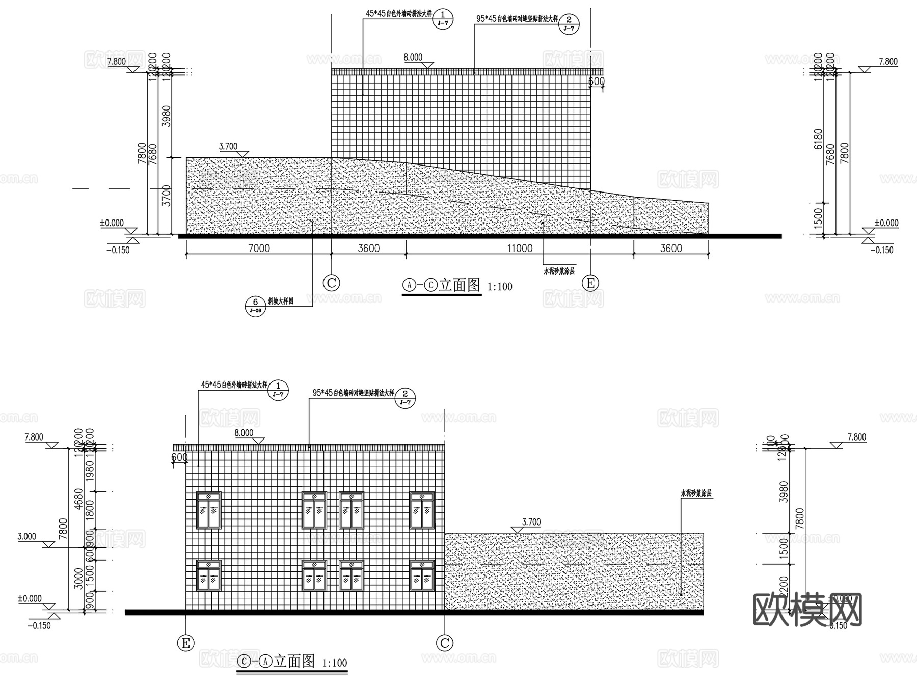 广州榄核镇垃圾压缩站建筑CAD施工图全套cad施工图