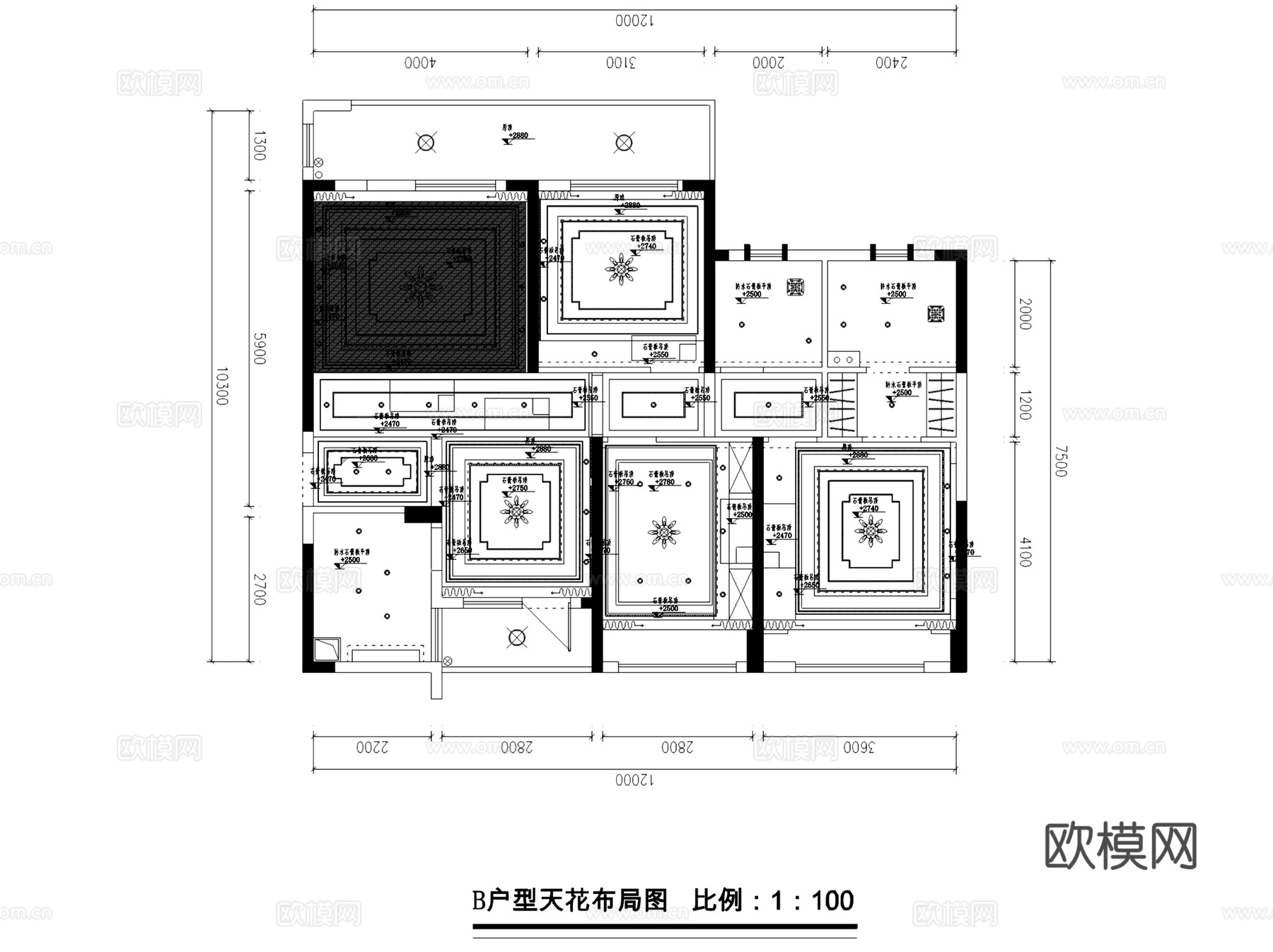 赤壁西湖国际广场住宅室内家装CAD施工图全套cad施工图