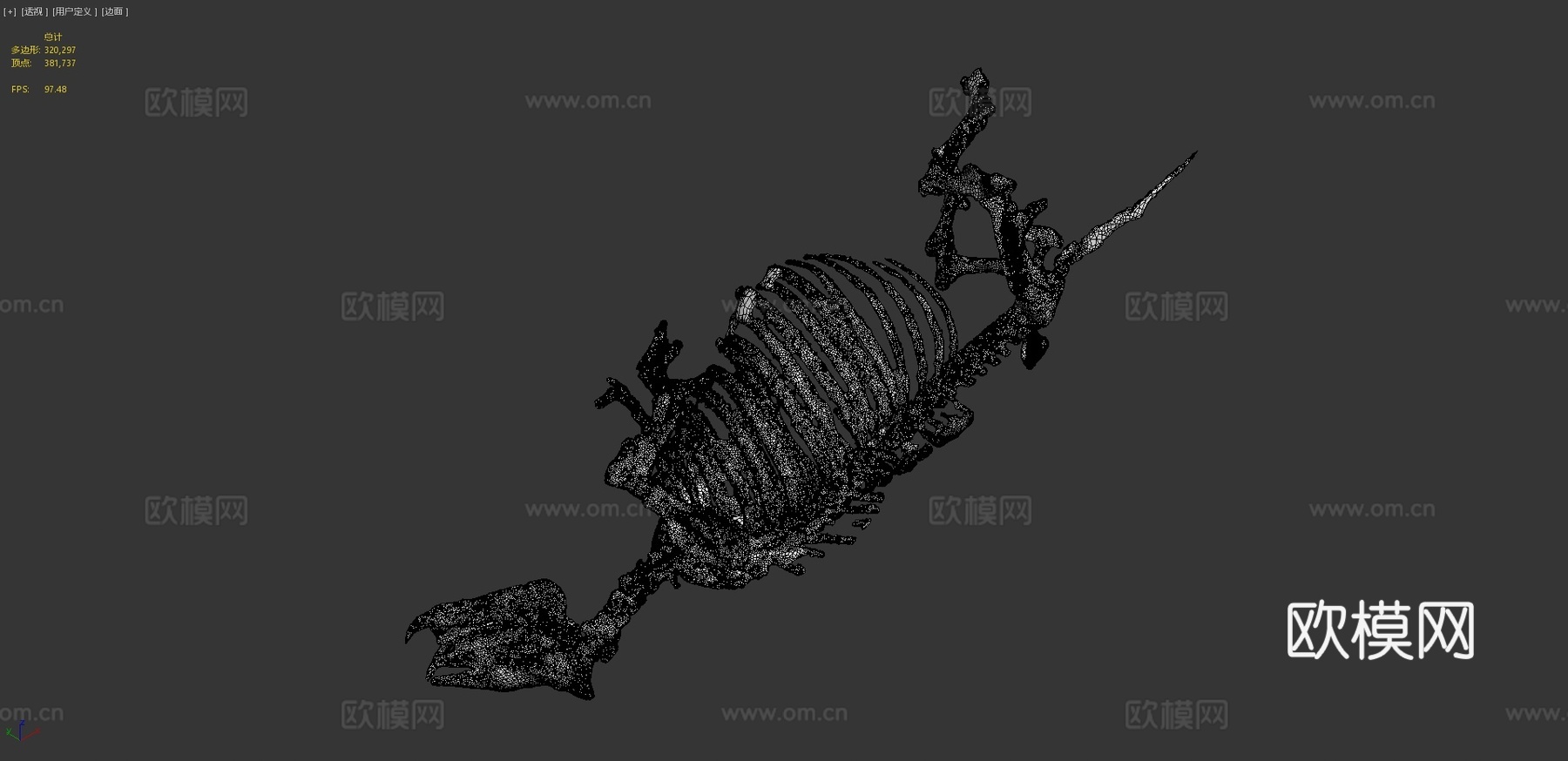古代犀牛化石3d模型下载（渲染图4）