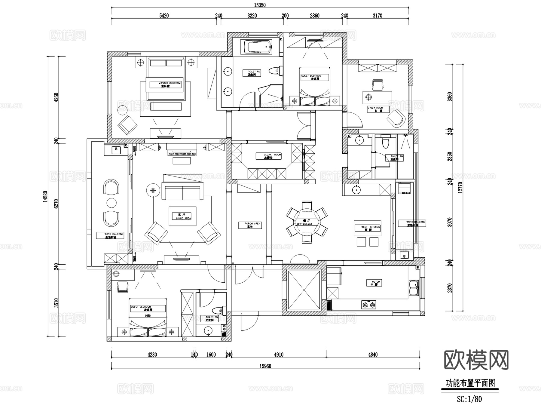 常州国宾一号602室内家装CAD施工图全套cad施工图