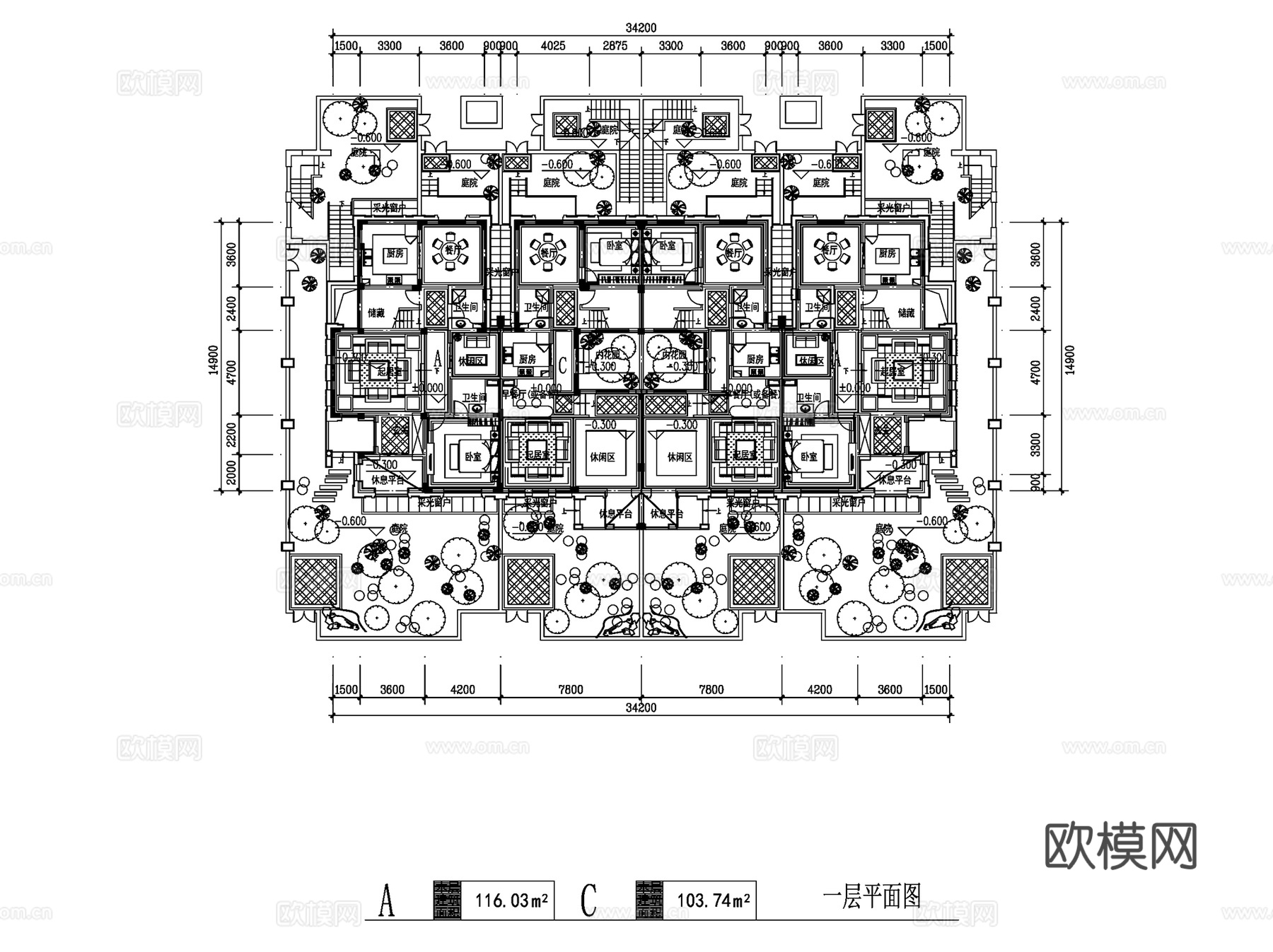 独栋双拼叠加别墅户型图CAD施工图集 28套cad施工图