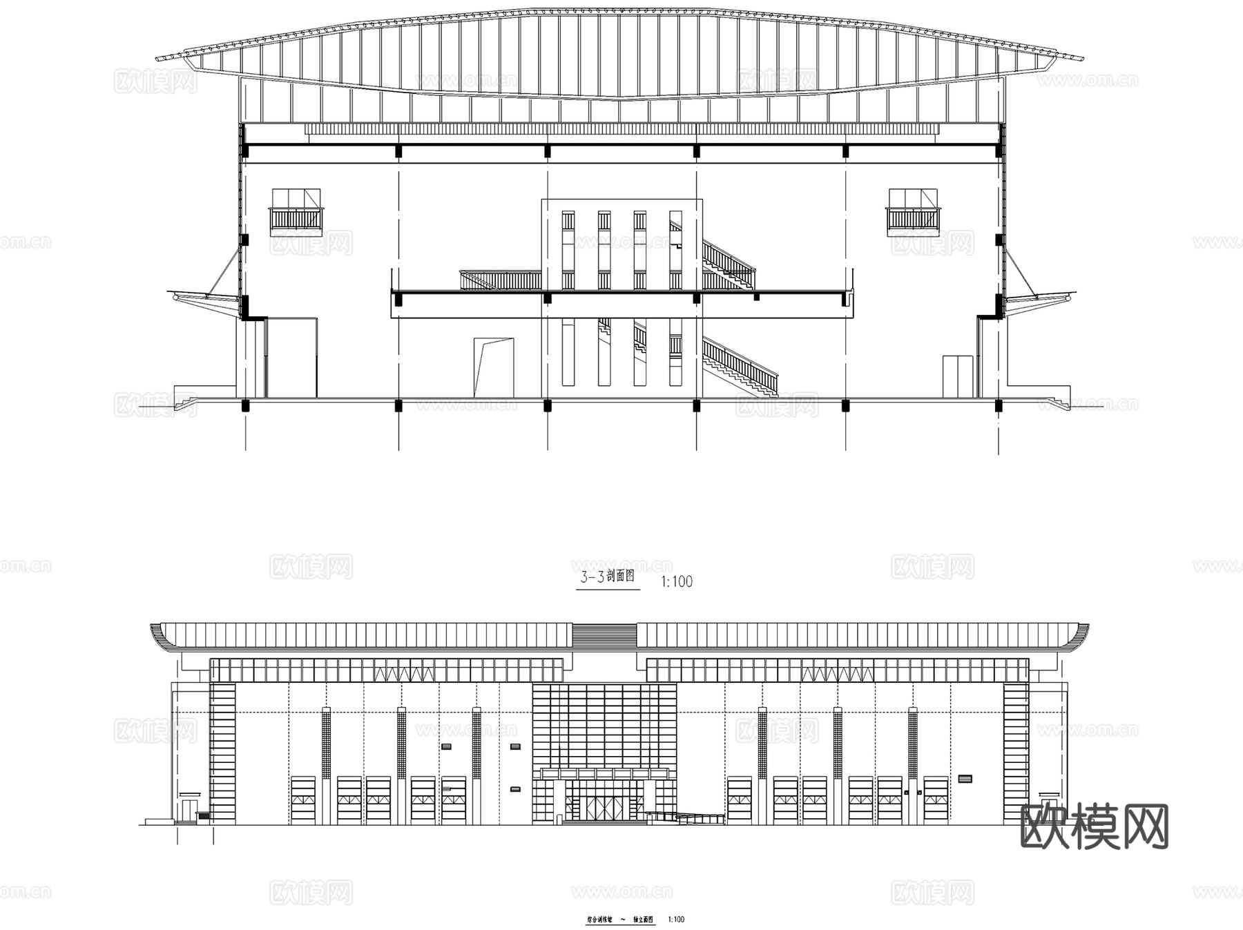 北京国家体育总局射击射箭馆建筑CAD施工图全套cad施工图