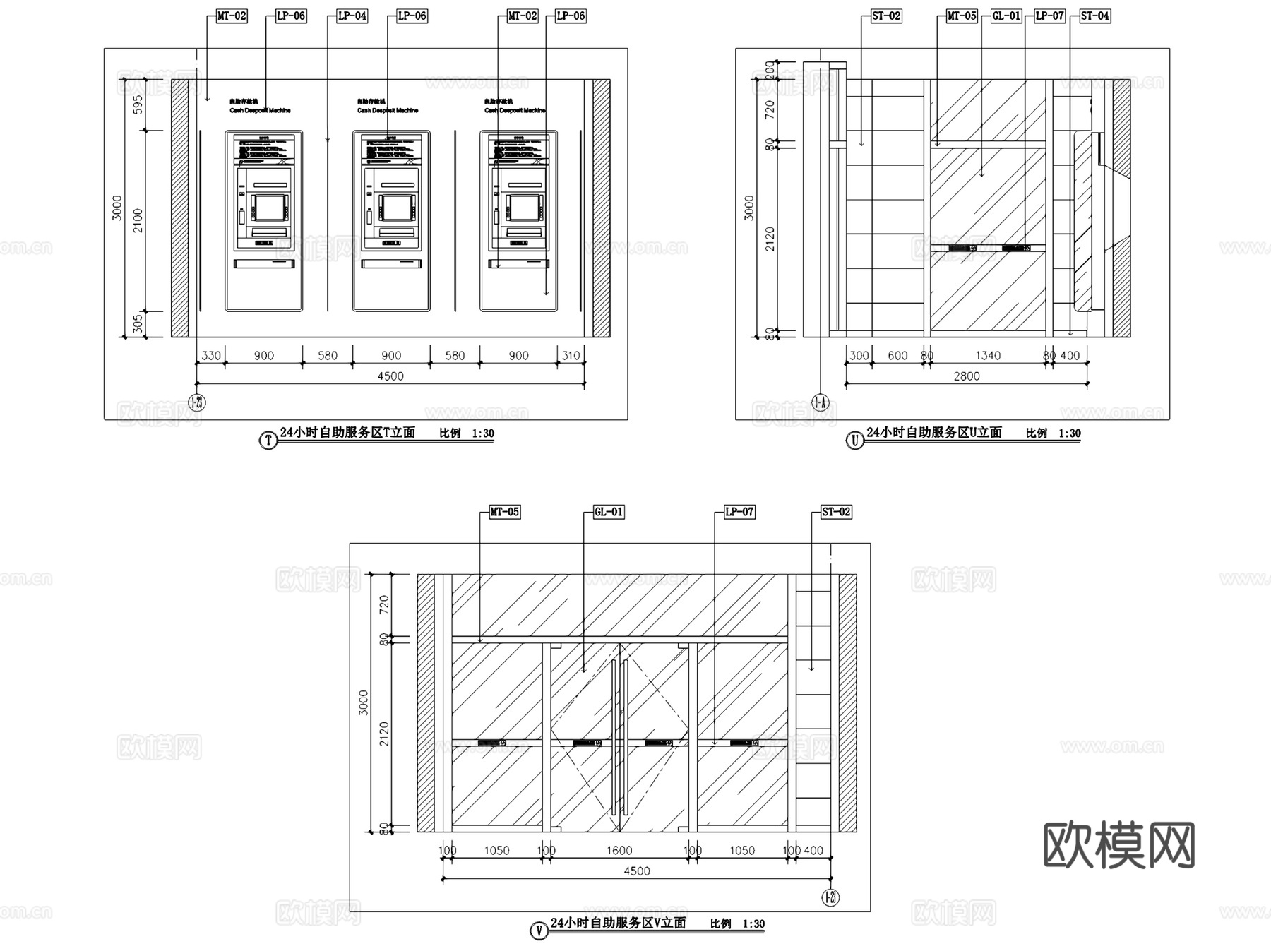 澄江中成村镇银行室内装饰CAD施工图全套cad施工图