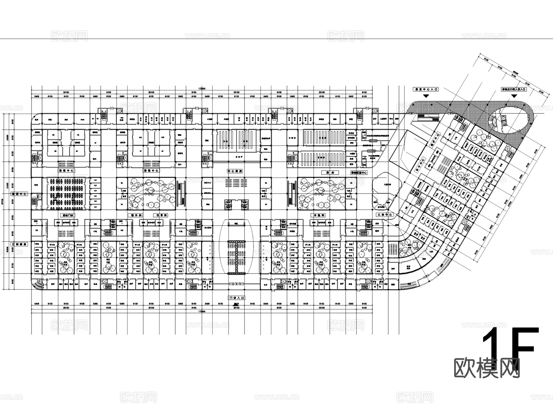 福鼎市医院百盛新院区医疗建筑平面CAD施工图+文本cad施工图