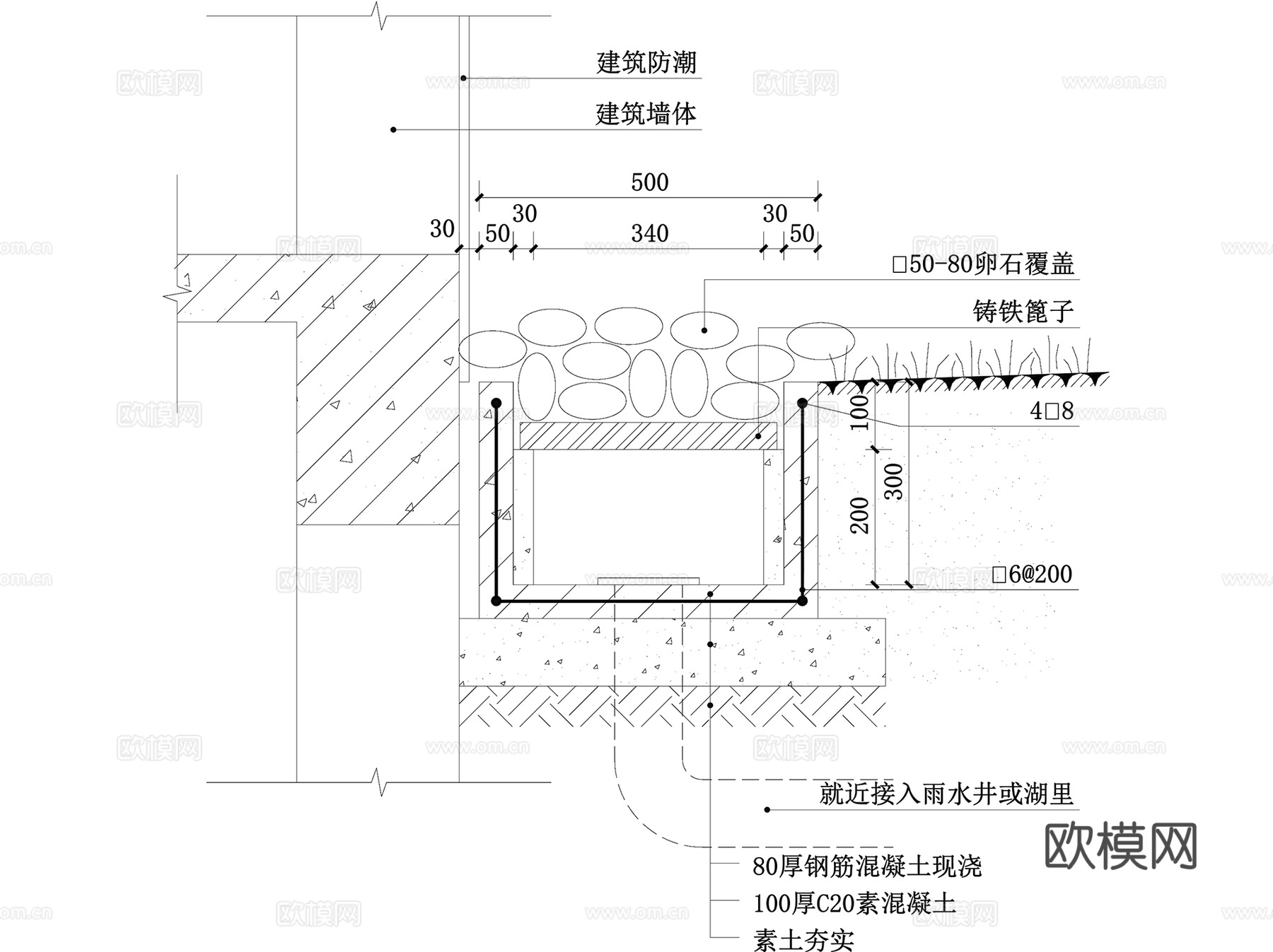 各类排水沟做法详图CAD施工图集cad施工图