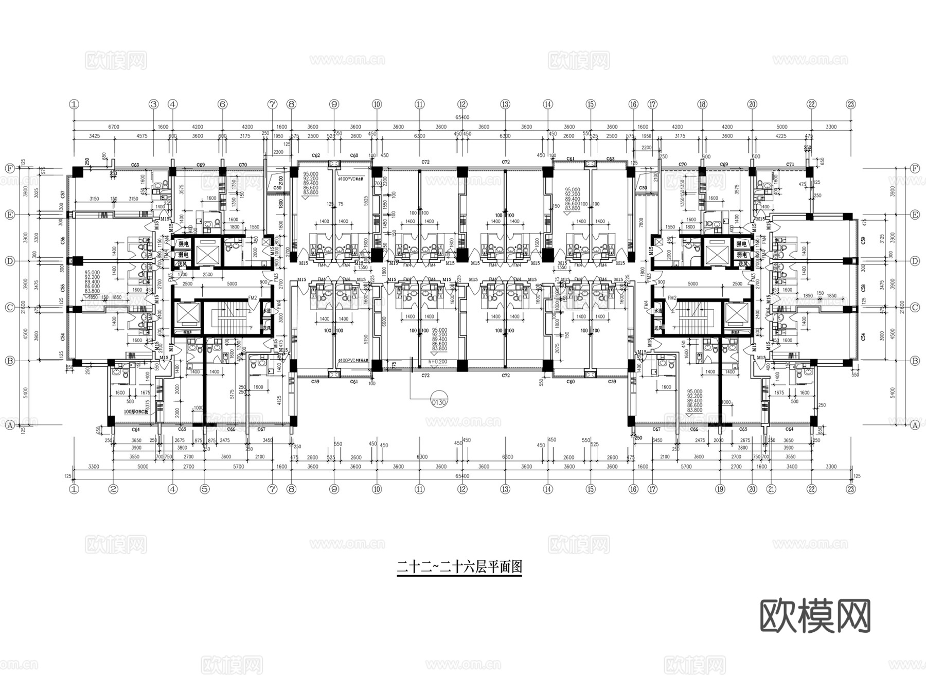 各类公寓CAD施工图户型图集 54套cad施工图