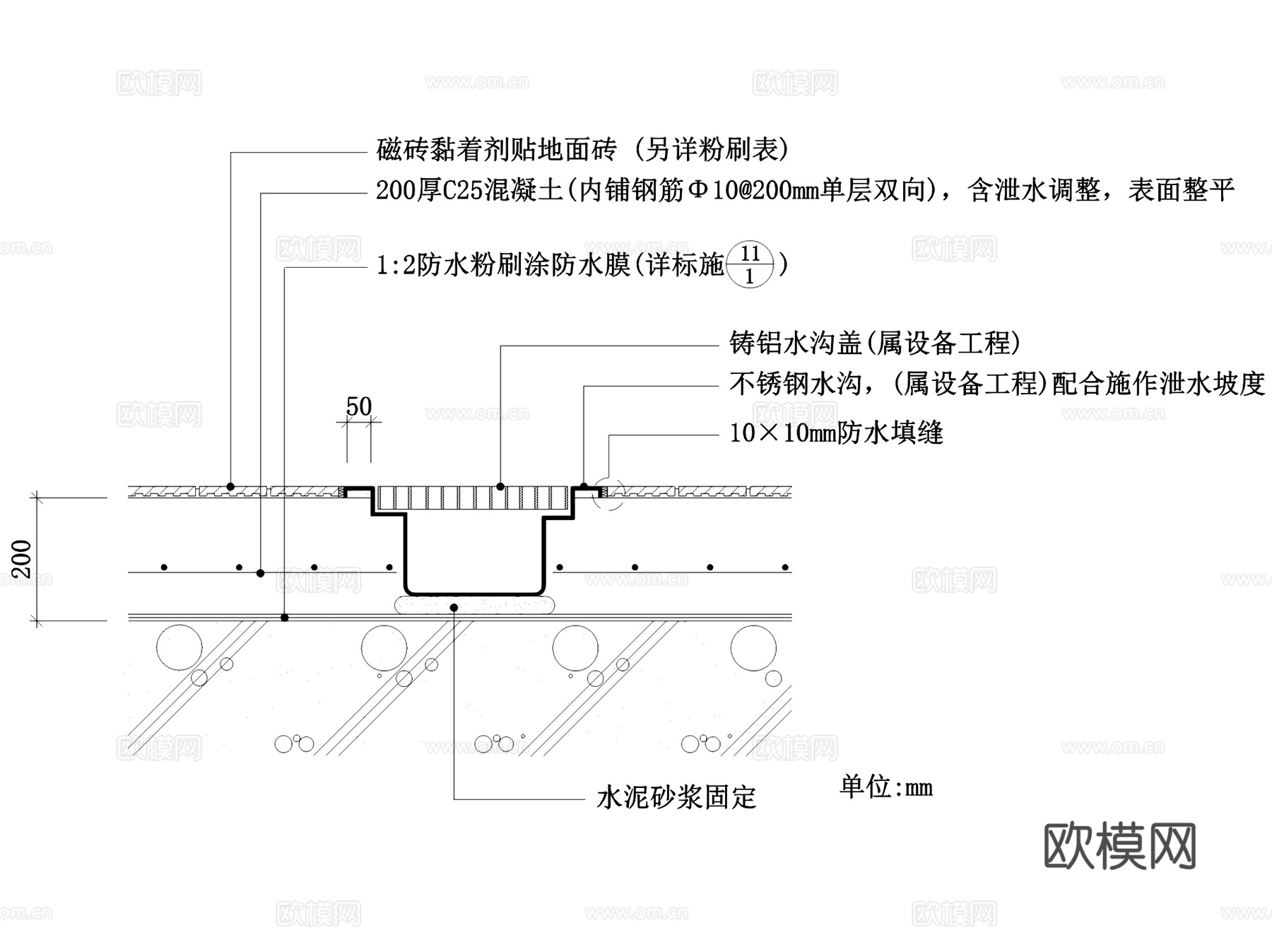地沟盖板导水沟排水沟节点大样详图CAD施工图集 10套cad施工图
