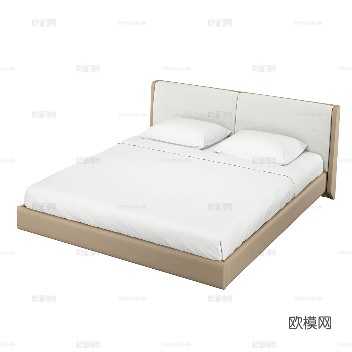 现代简约双人床 双人床 简约床 卧室床3d模型下载