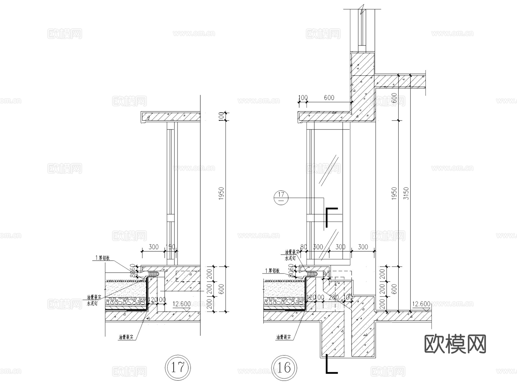 变形缝伸缩缝建筑构造节点大样CAD施工图集 44套cad施工图
