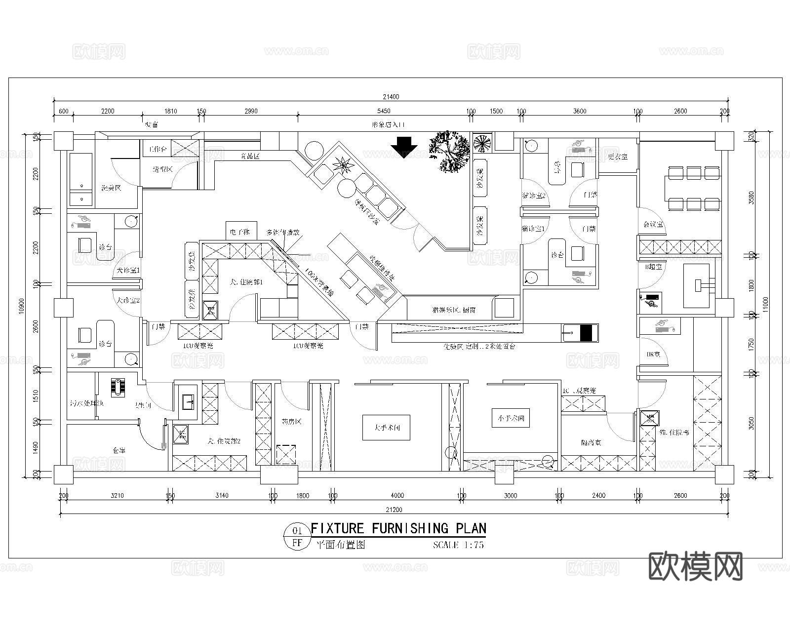 宠物医院CAD平面cad施工图