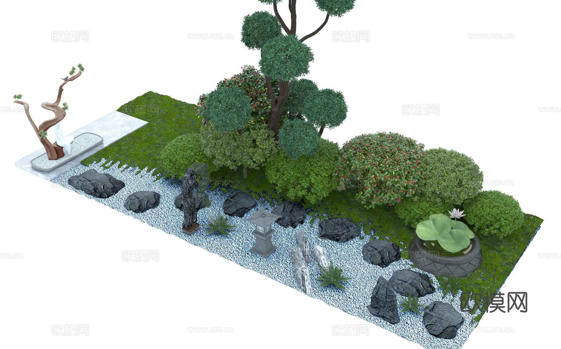 现代 鸟瞰庭院景观  庭院景观 休闲庭院 花园3d模型