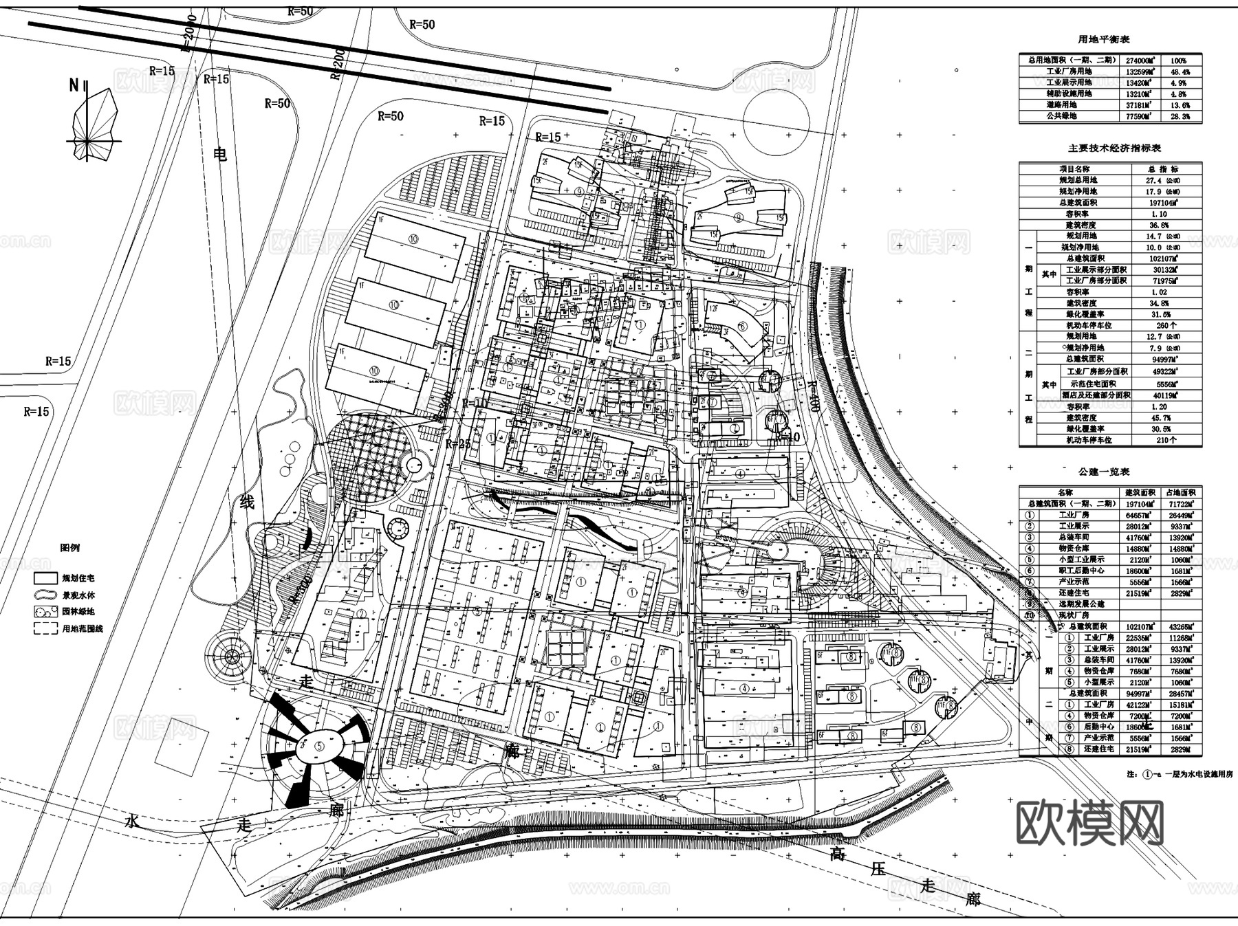 工业园区厂房规划绿化平面图CAD施工图集 40套cad施工图