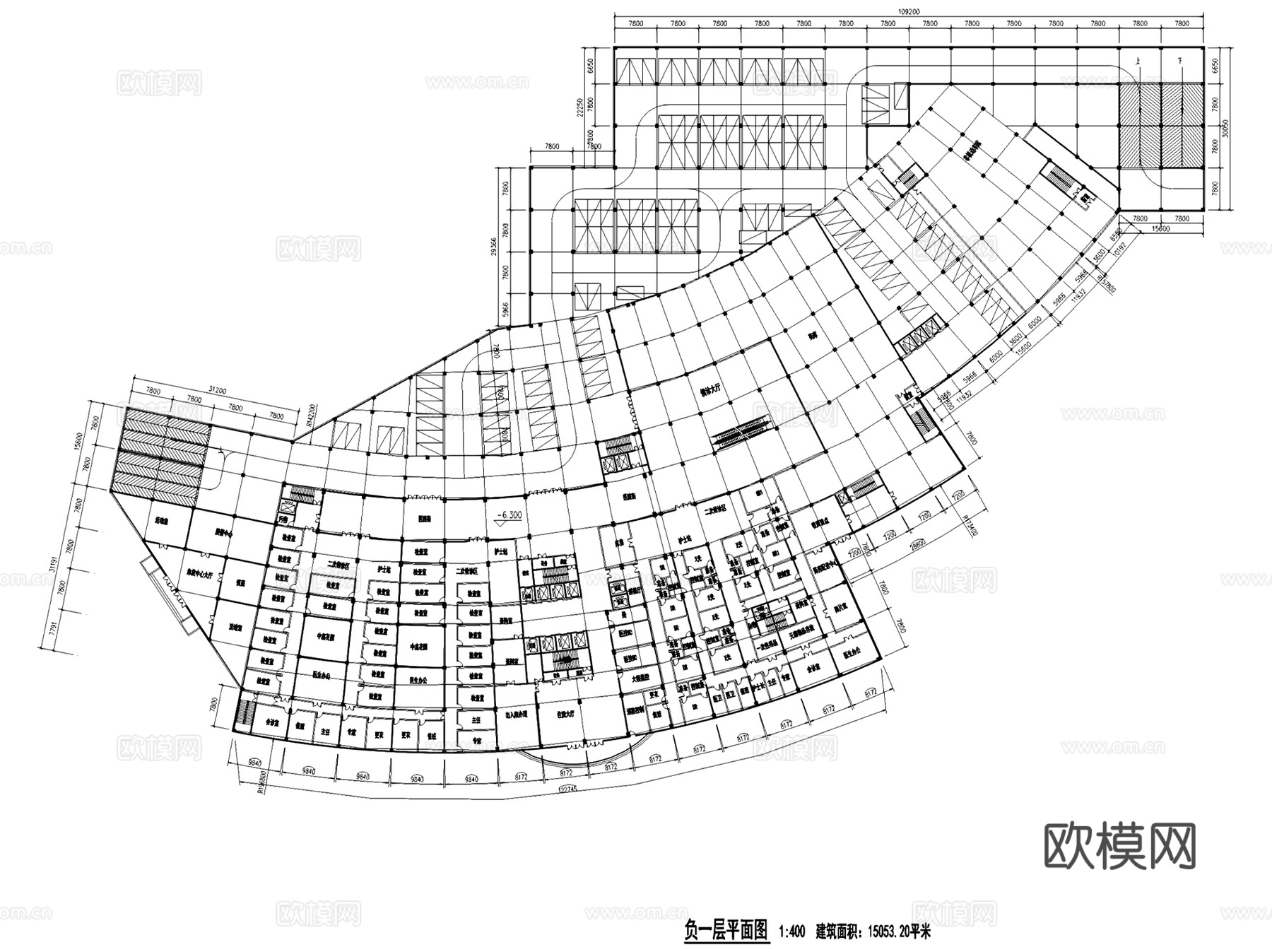 达州中心医院住院部改扩建建筑平面CAD施工图+文本cad施工图