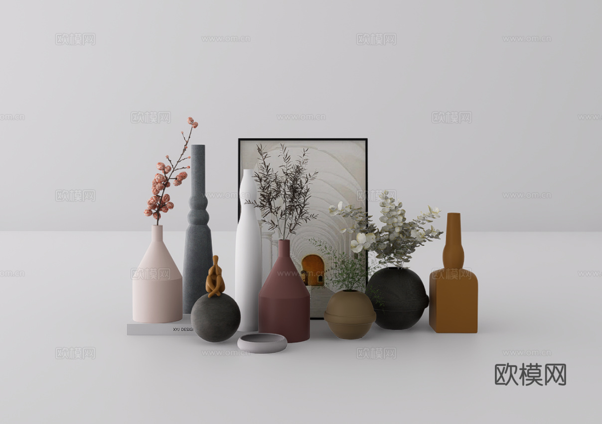 摆件组合su模型