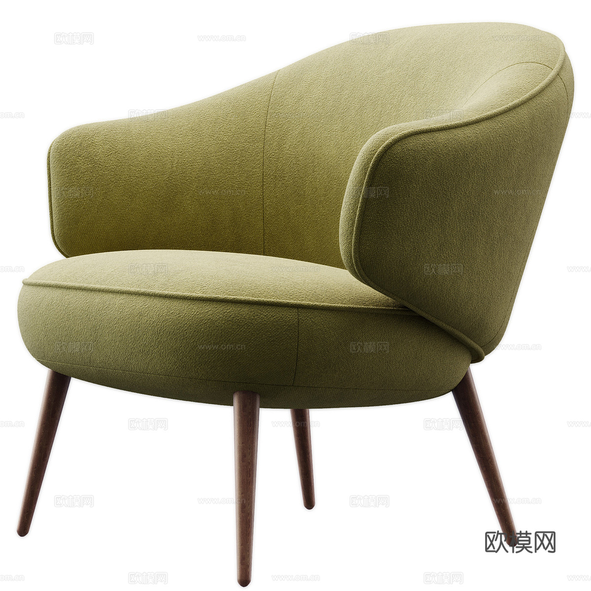 现代北欧布艺扶手椅3d模型下载（渲染图1）