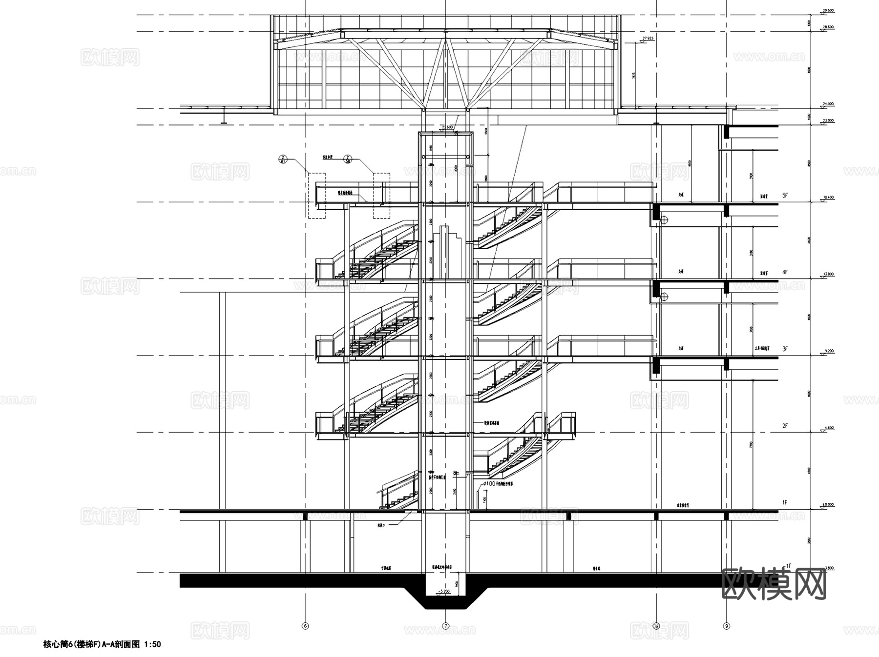 钢筋混凝土结构旋转楼梯CAD施工图集 9套cad施工图