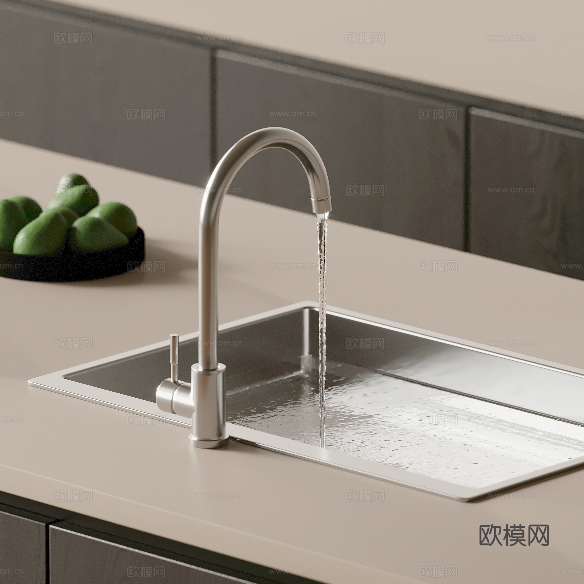 现代水槽 水池 洗菜池su模型