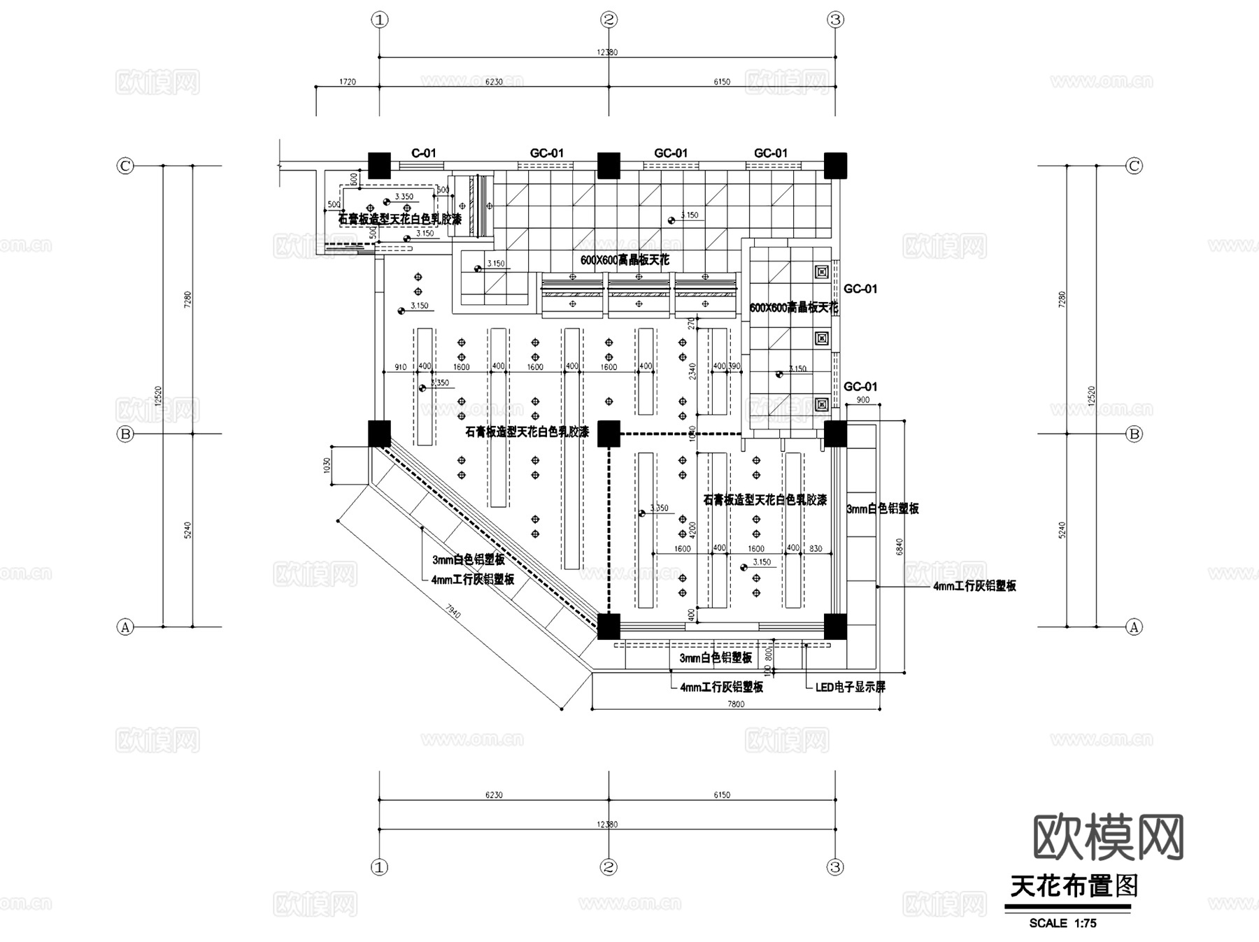 工商银行营业厅室内装饰CAD施工图全套cad施工图