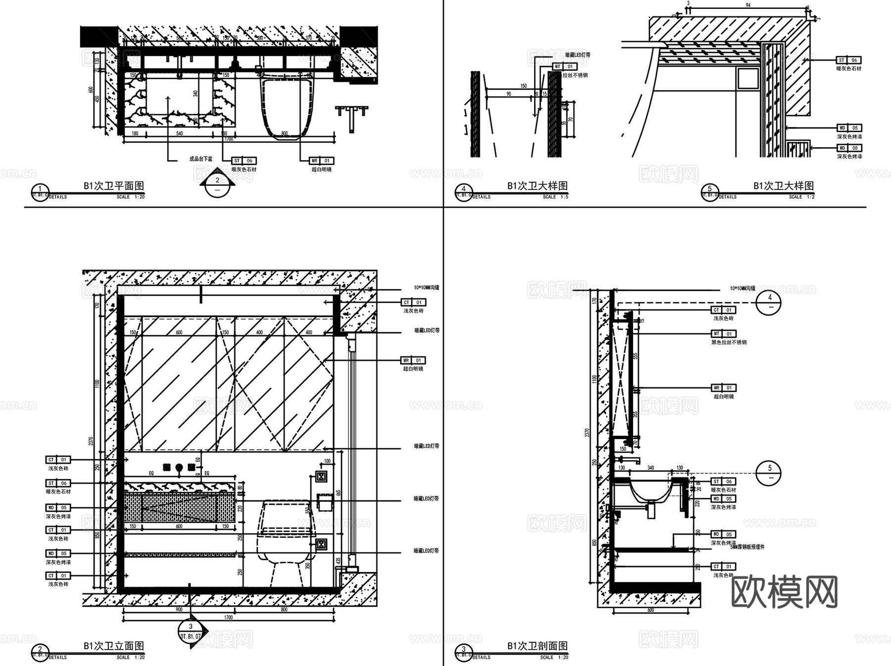 杭州万科郡西三期样板房室内装饰CAD施工图全集cad施工图