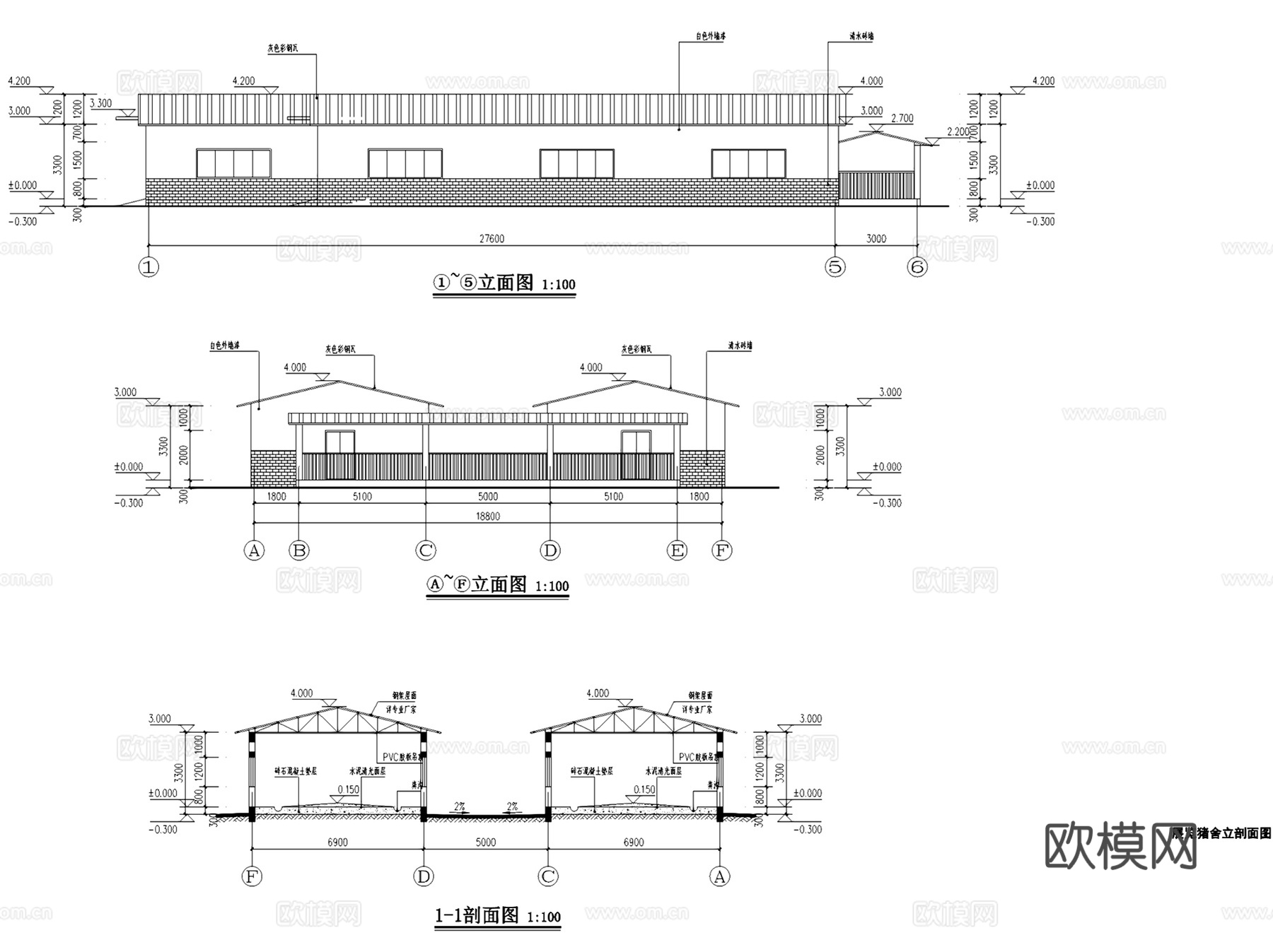 东朗镇香猪扩繁养殖场建筑CAD施工图全套cad施工图