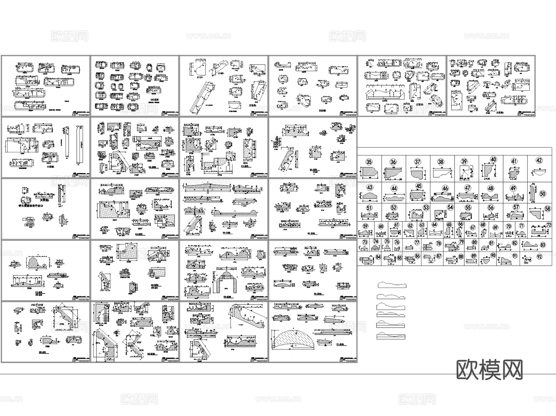 常用大理石石材标准线条图集CAD图块图库cad施工图