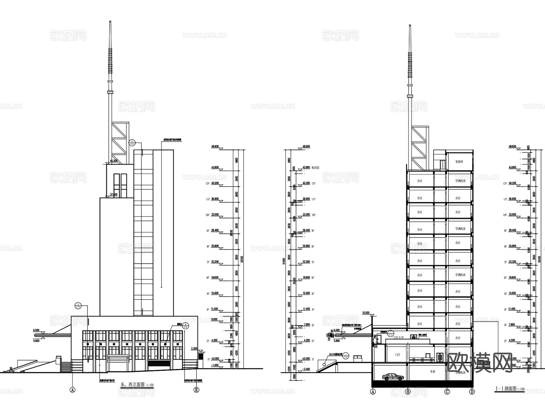 呼和浩特交警指挥中心建筑CAD施工图全套cad施工图