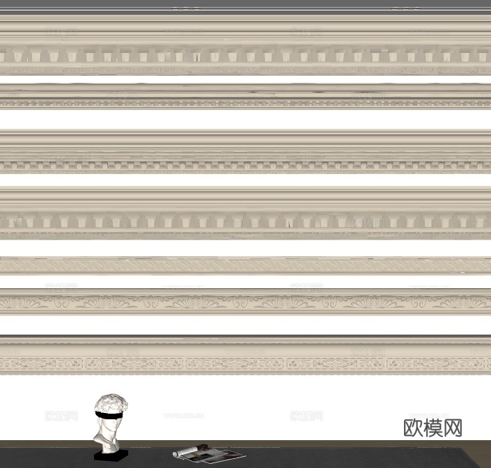 简欧石膏线su模型