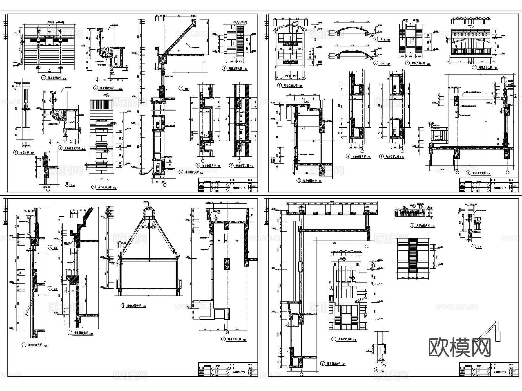 建筑细部节点大样做法CAD施工图详图集 85套cad施工图
