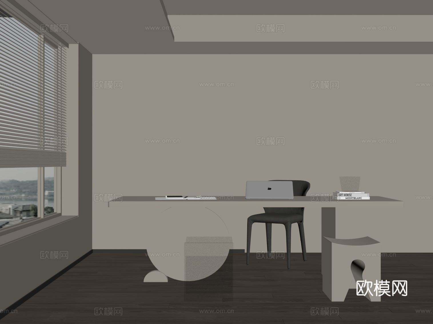 现代书桌椅su模型