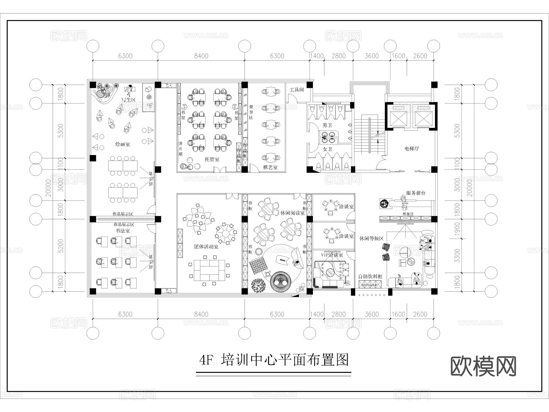 10套书法室美术室绘画培训教室CAD施工图cad施工图