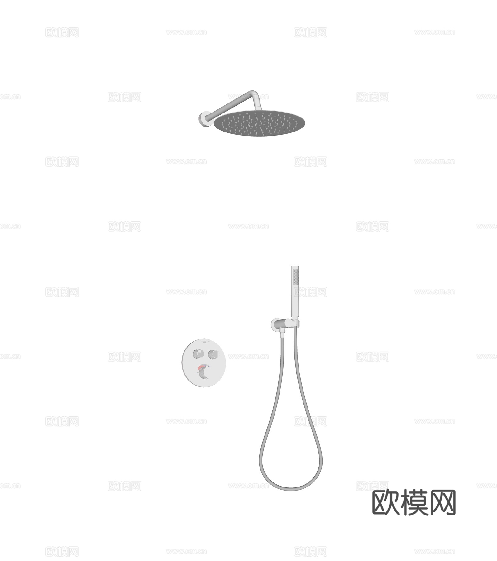 现代卫浴花洒喷淋su模型