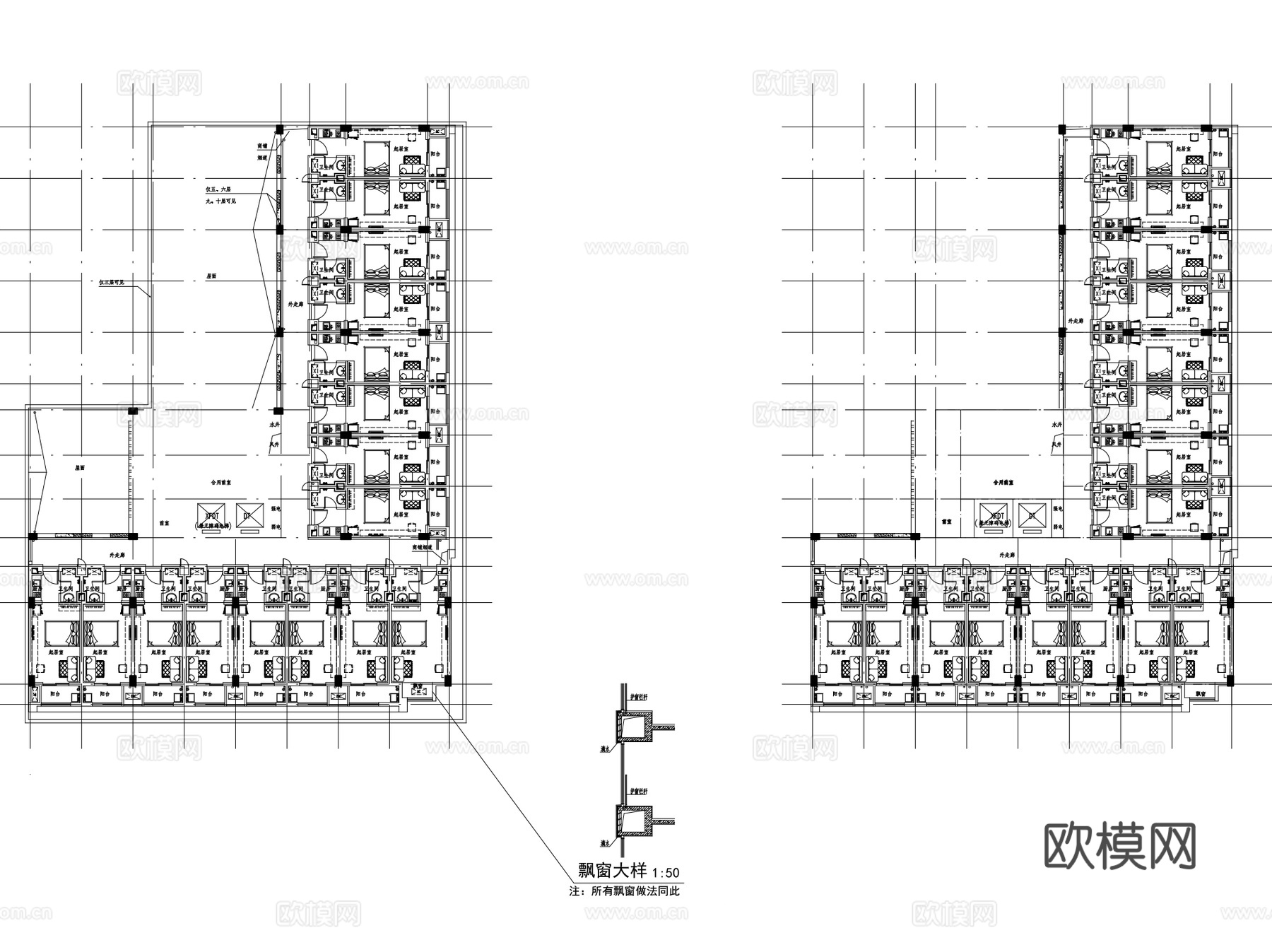 各类公寓CAD施工图户型图集 54套cad施工图