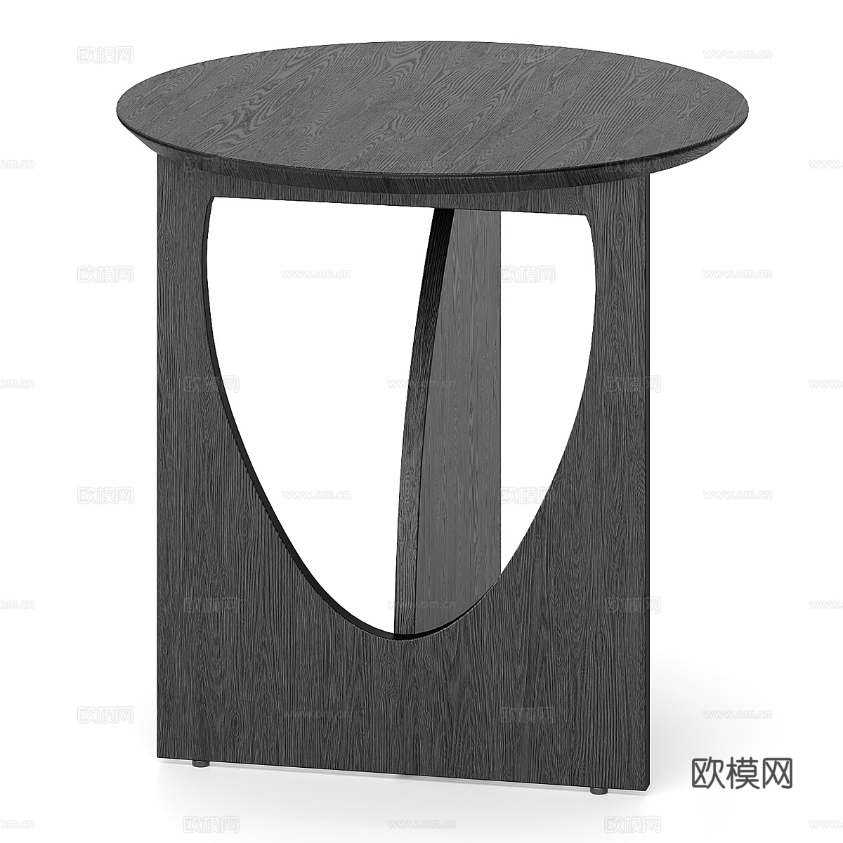 现代意式白蜡木圆边几3d模型下载（渲染图2）