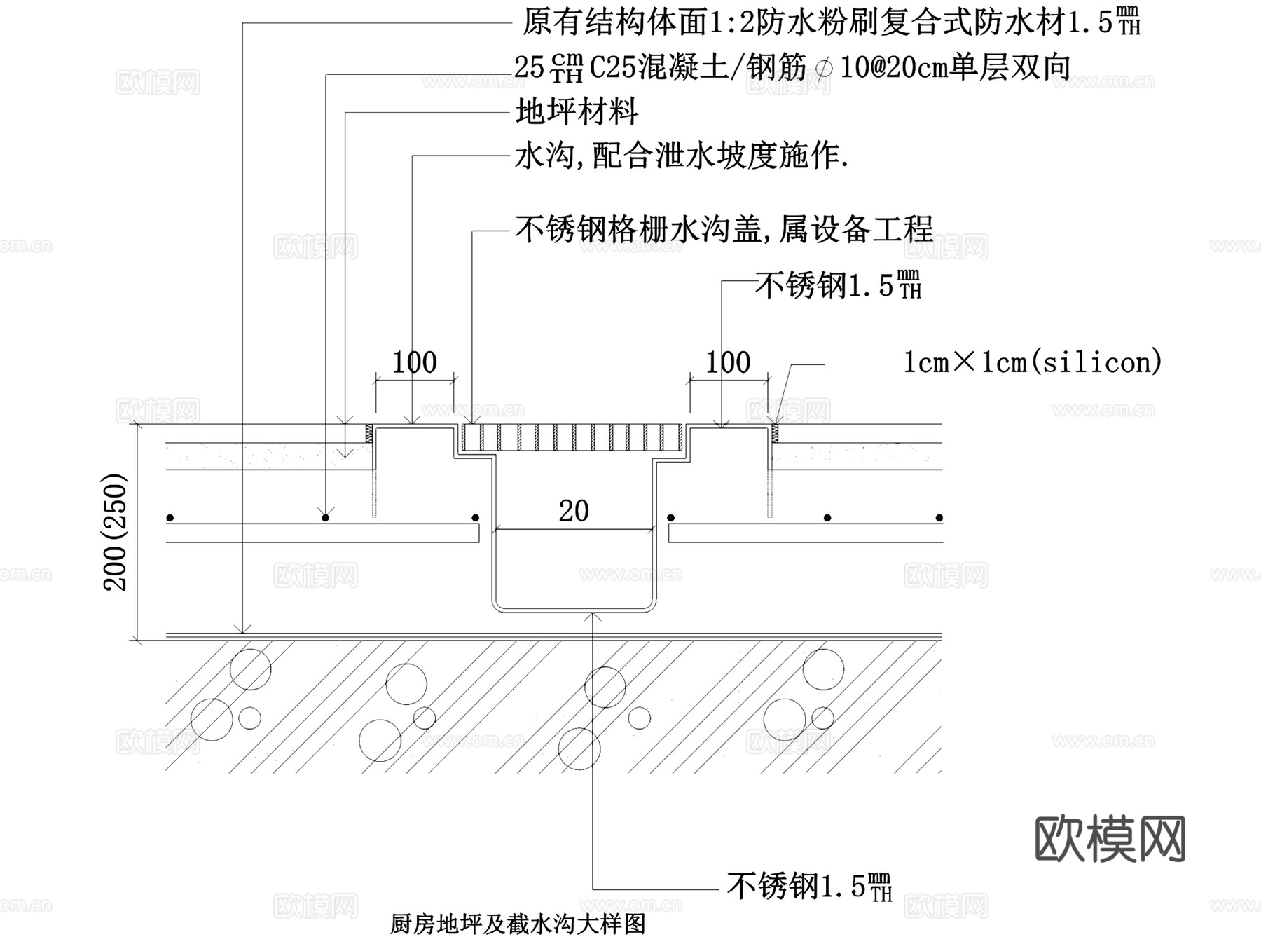 地沟盖板导水沟排水沟节点大样详图CAD施工图集 10套cad施工图