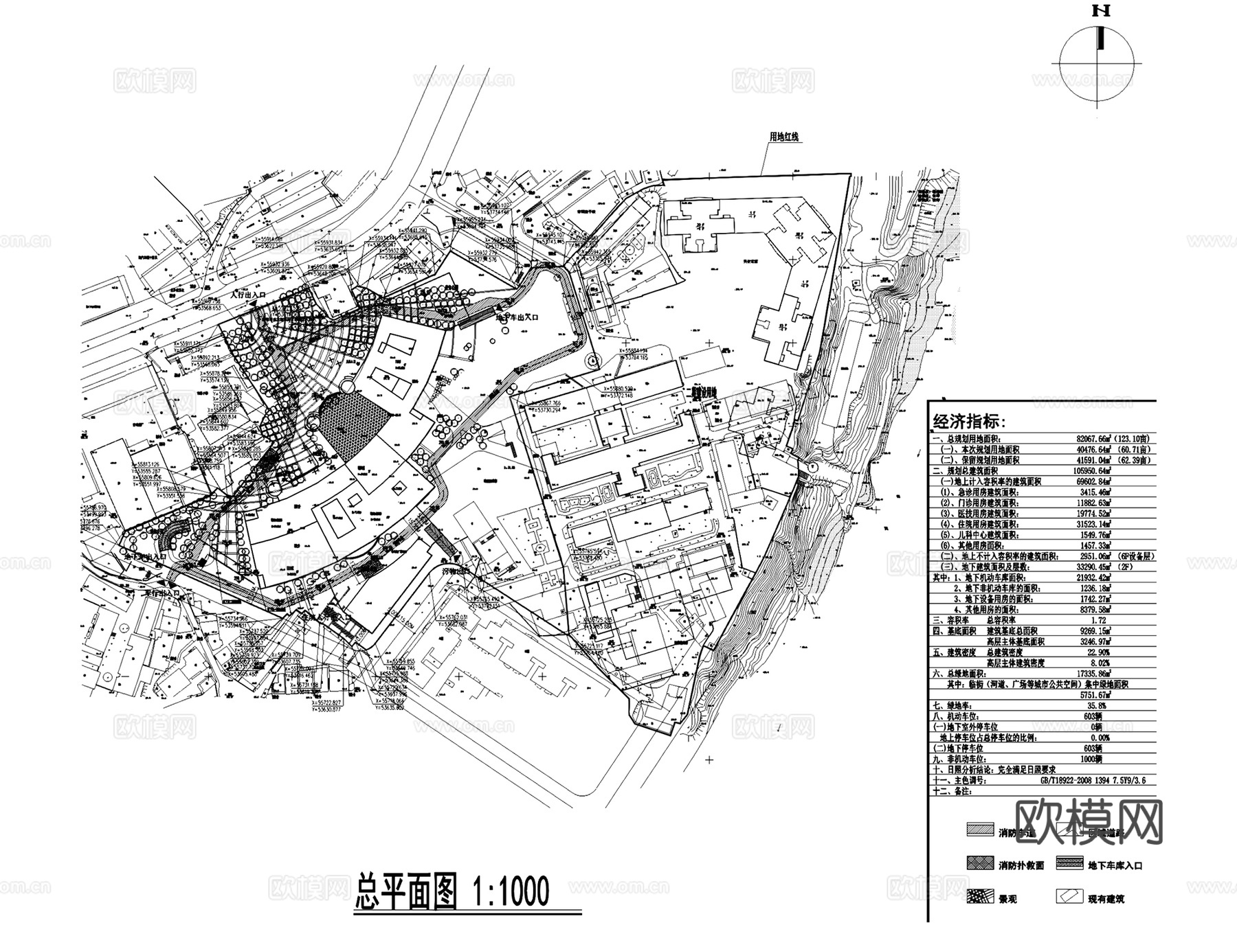 达州中心医院住院部改扩建建筑平面CAD施工图+文本cad施工图