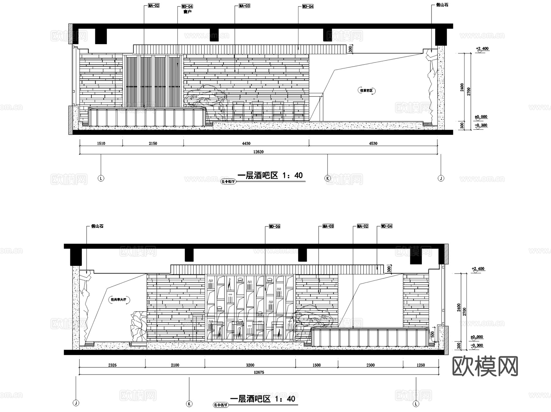 鄂尔多斯金融广场茶室茶会所室内装饰CAD施工图整套cad施工图
