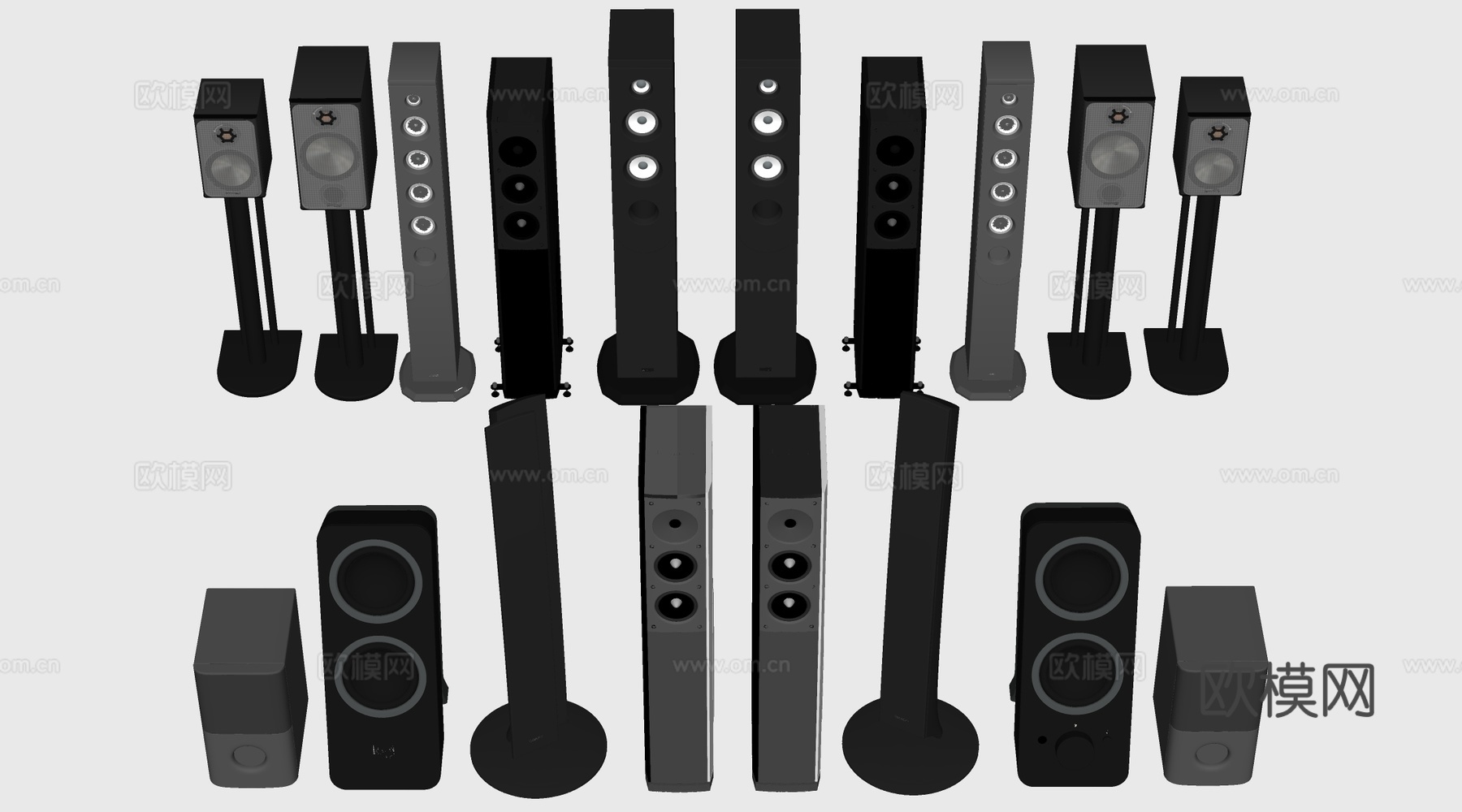 现代落地音响 壁挂音箱 扩音器su模型