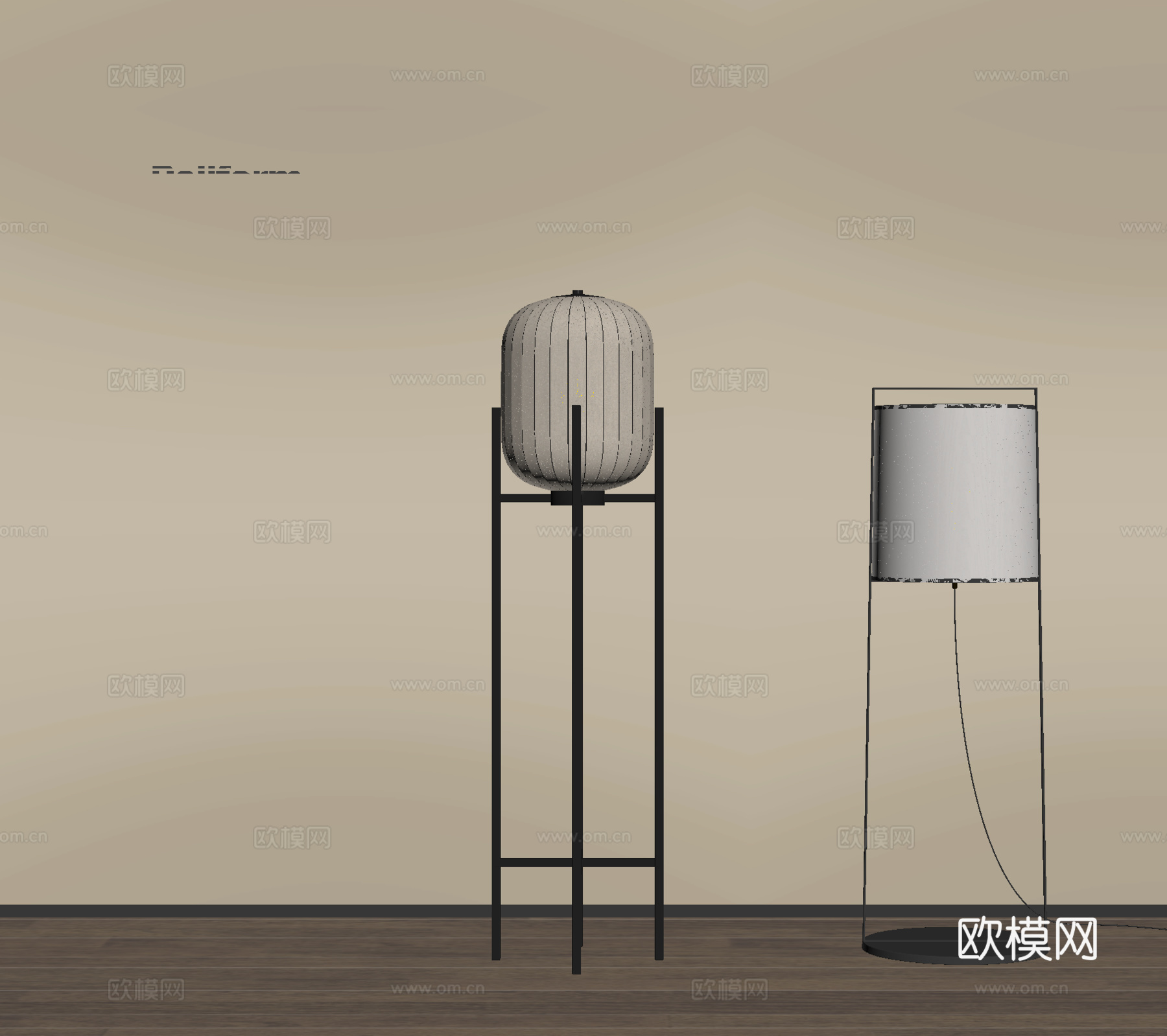 新中式落地灯su模型下载（渲染图2）