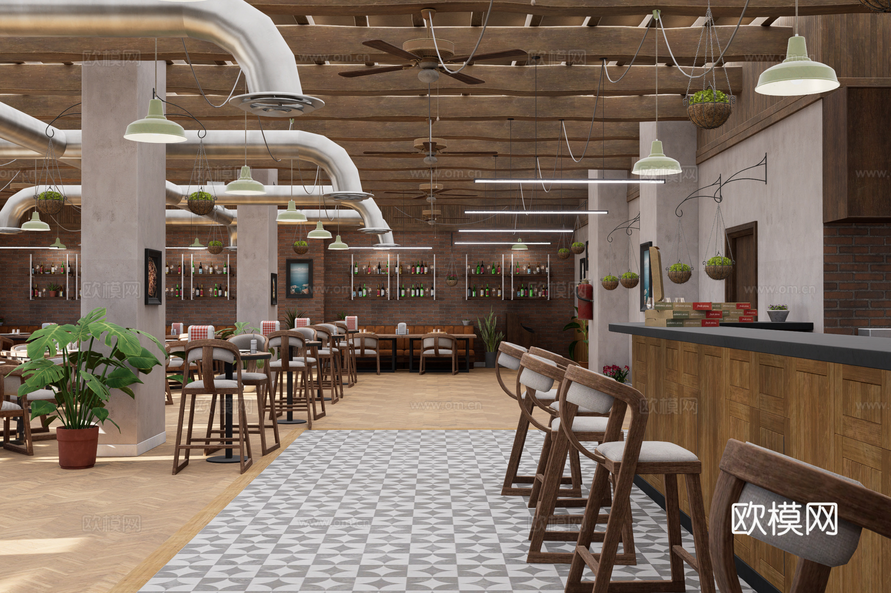 披萨餐厅3d模型下载（渲染图3）