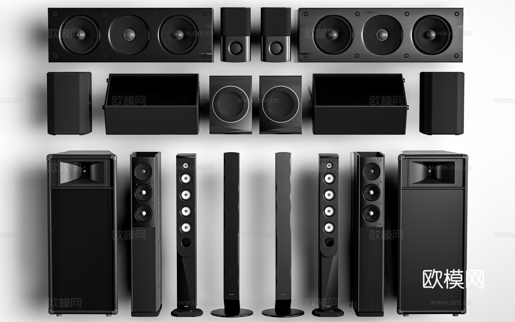 现代落地音响 壁挂音箱 扩音器su模型