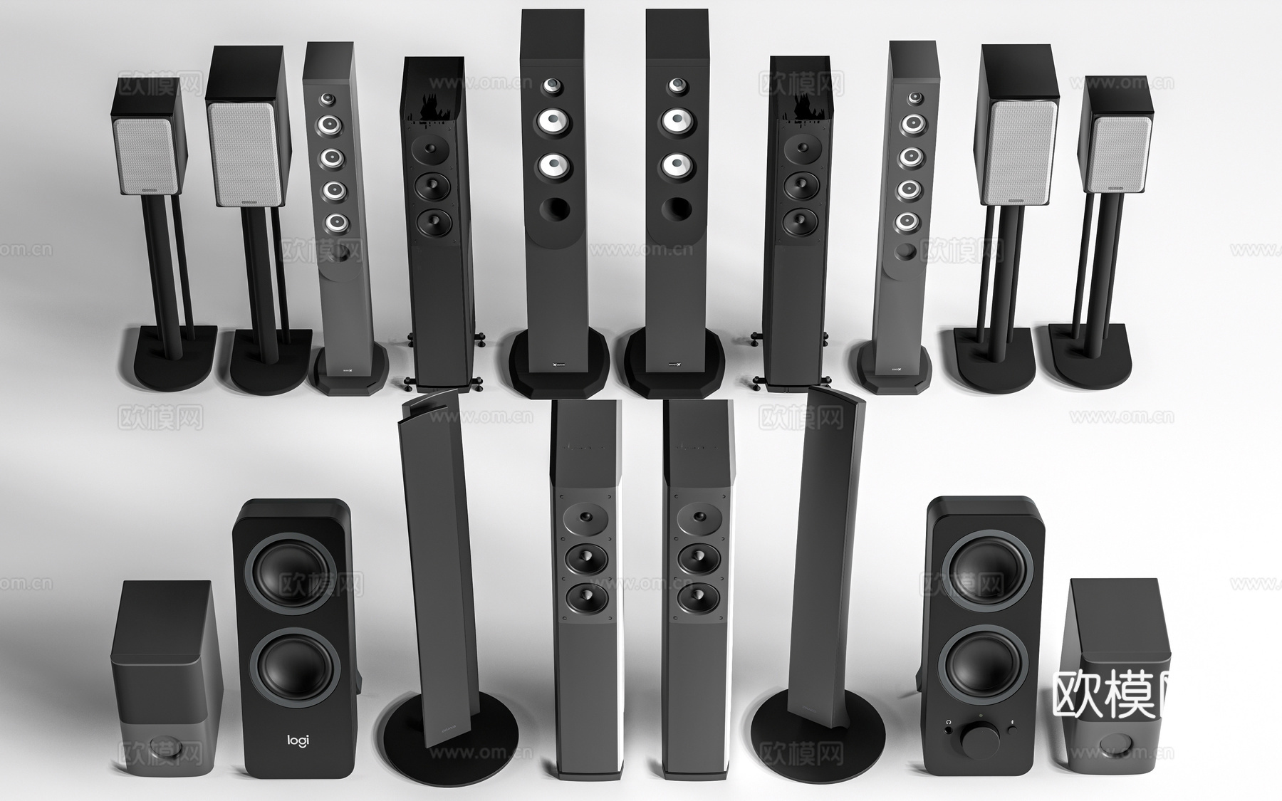 现代落地音响 壁挂音箱 扩音器su模型
