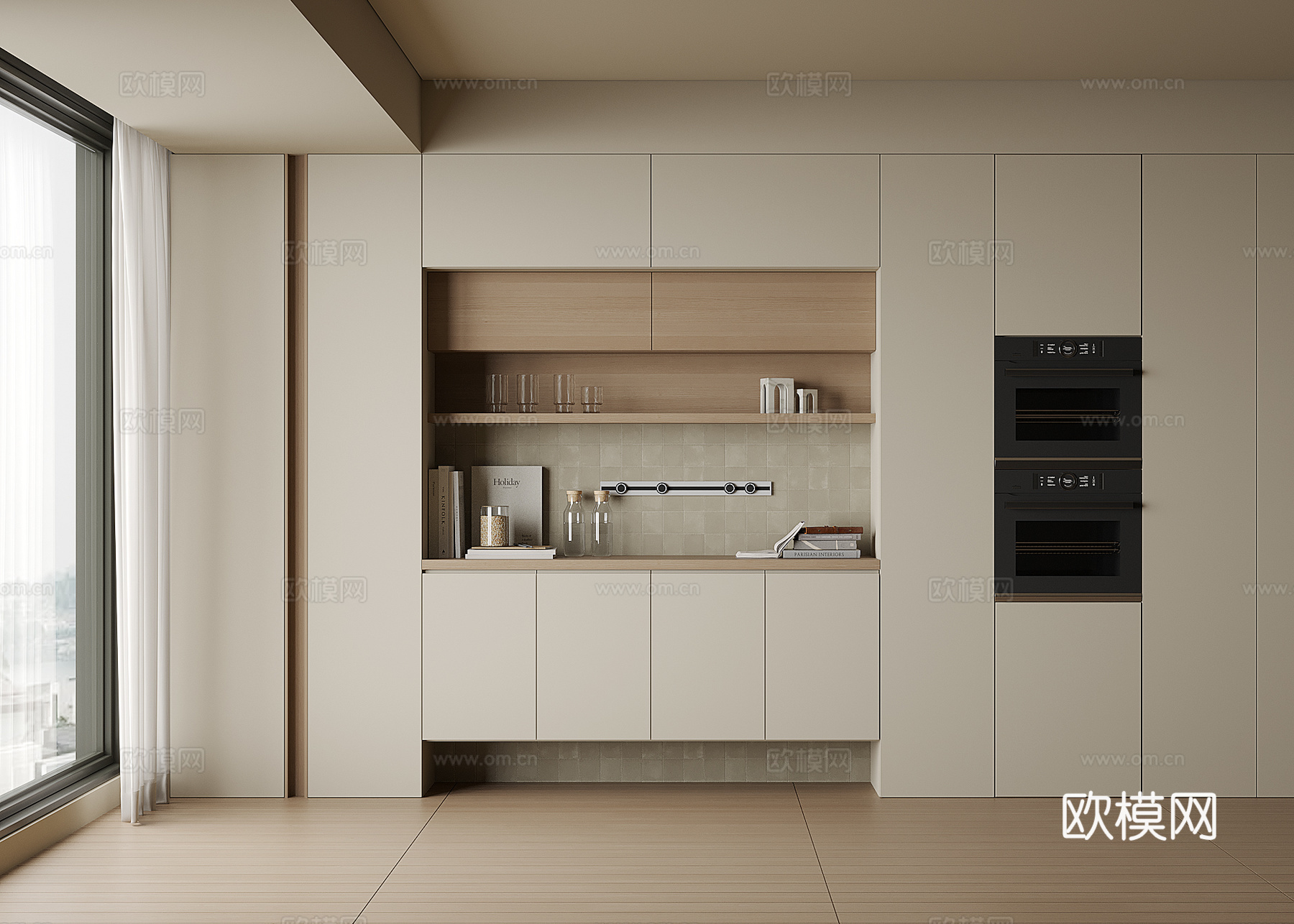 现代酒柜餐边柜3d模型下载