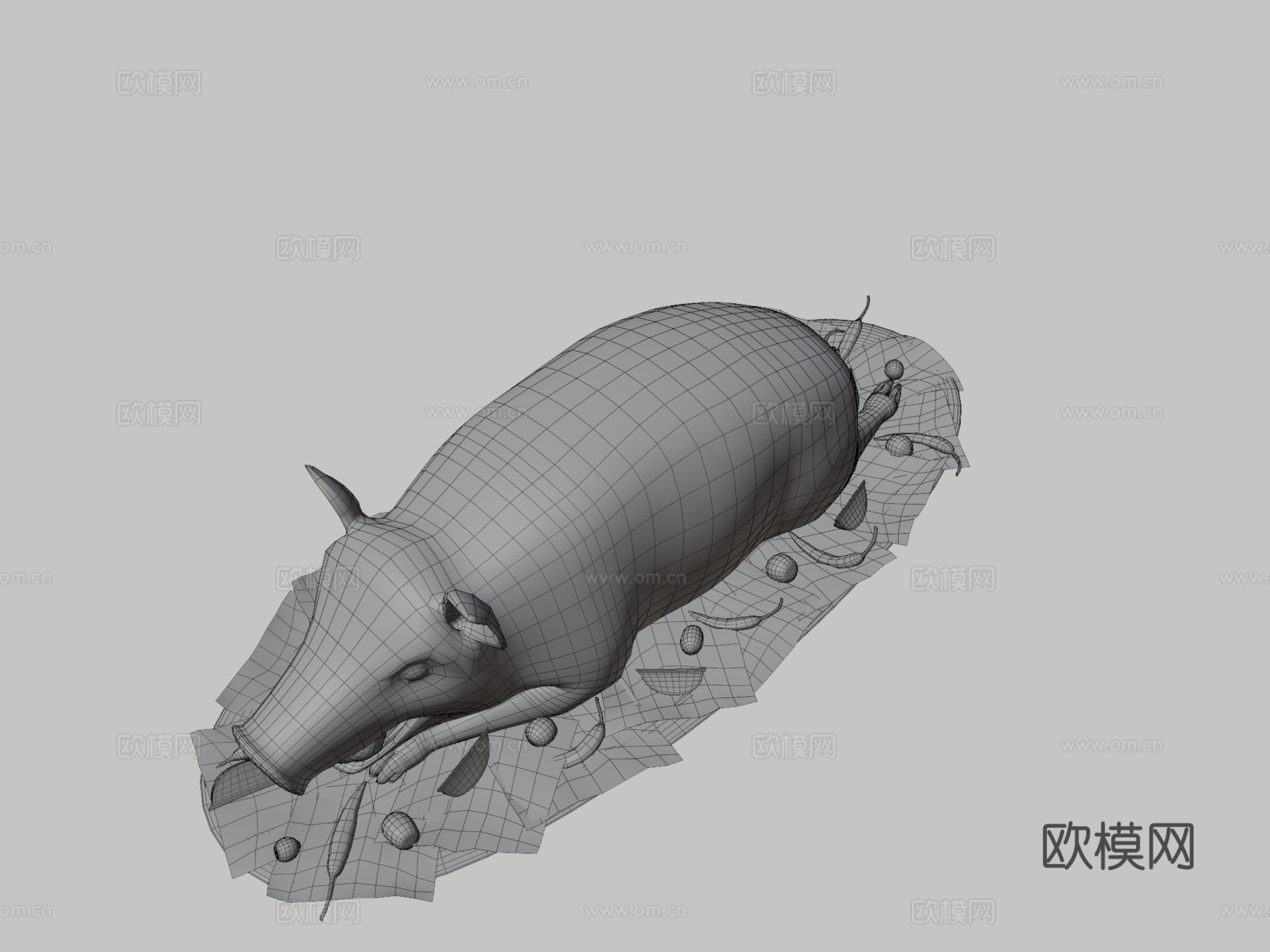烤全猪3d模型下载（渲染图3）